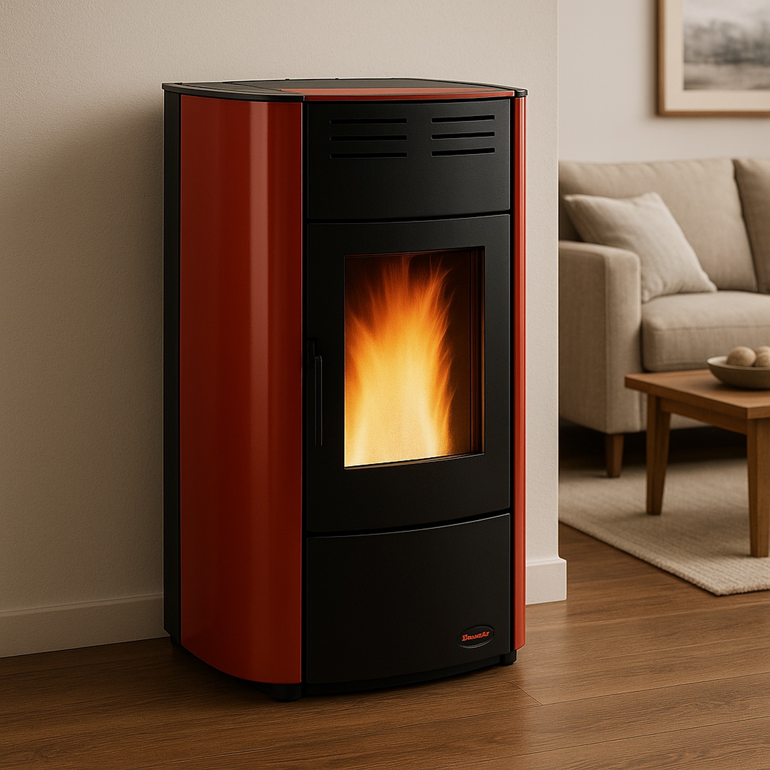 Extraflame RAFFAELLA IDRO H15 5.0.16 - Rouge bordeaux poêle à granulés bouilleur