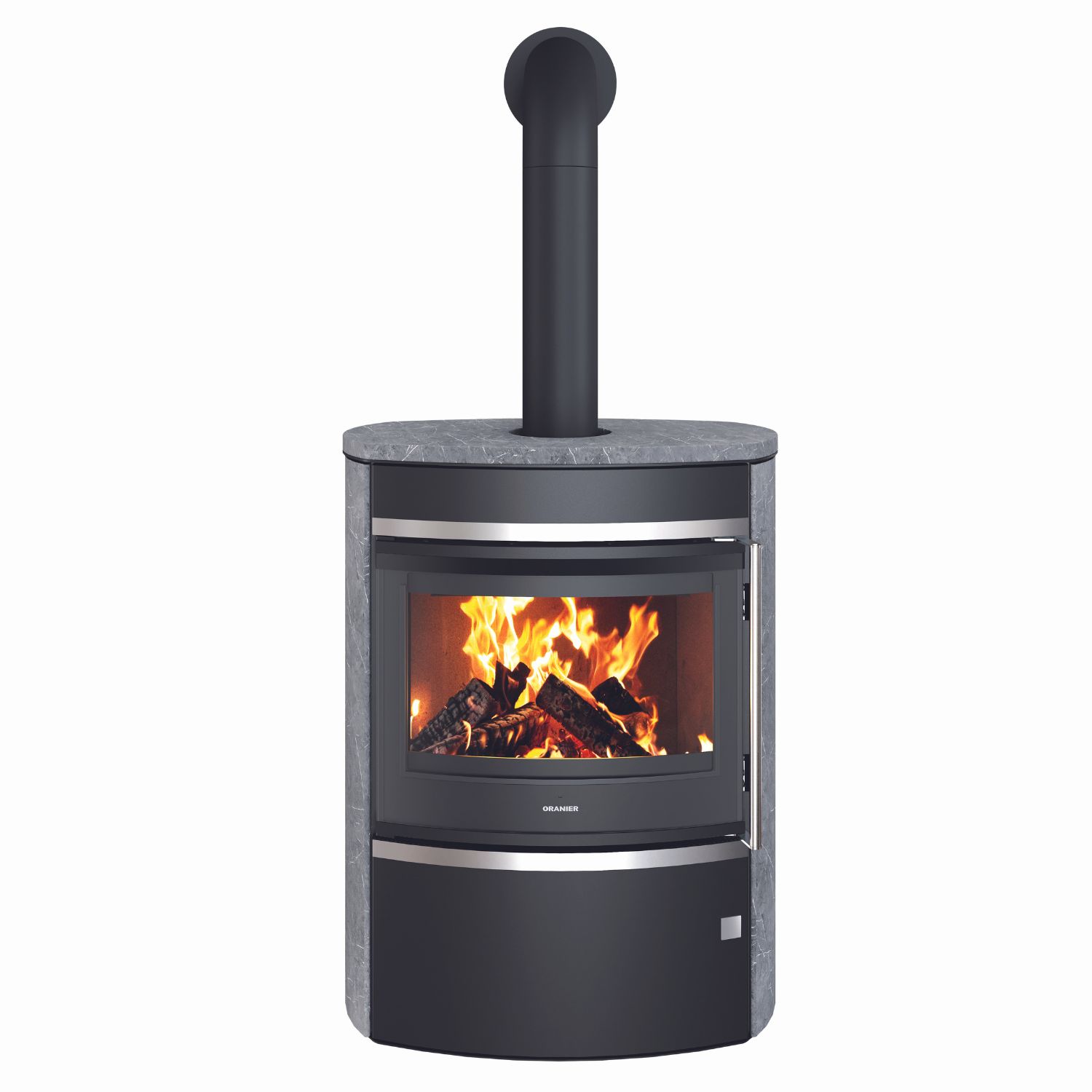 Poêle à bois Oranier Feras en acier noir / pierre ollaire