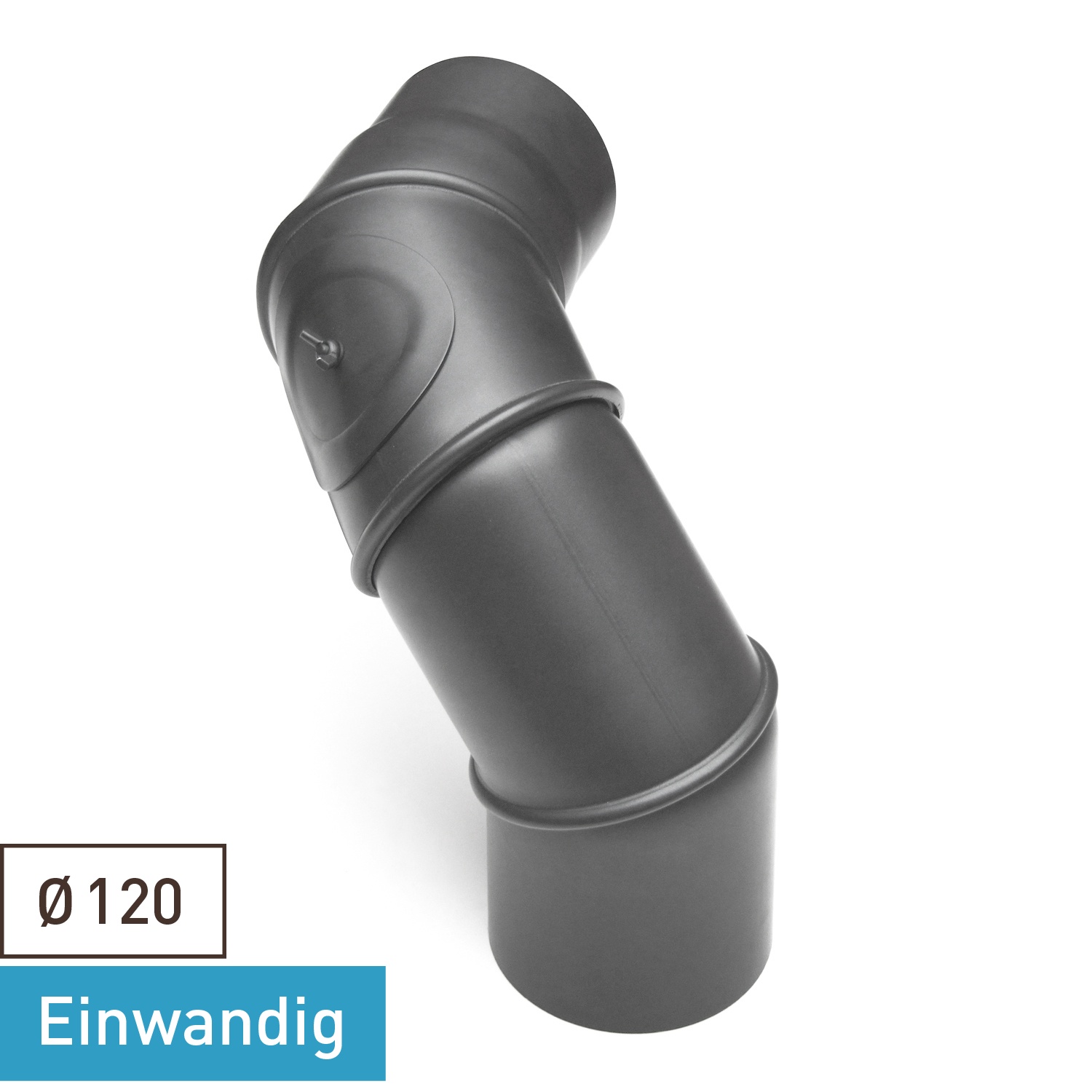 Raik Basic coude multiple 120mm gris fonte avec porte – 4 pièces pour tuyau de fumée / conduit de fumée