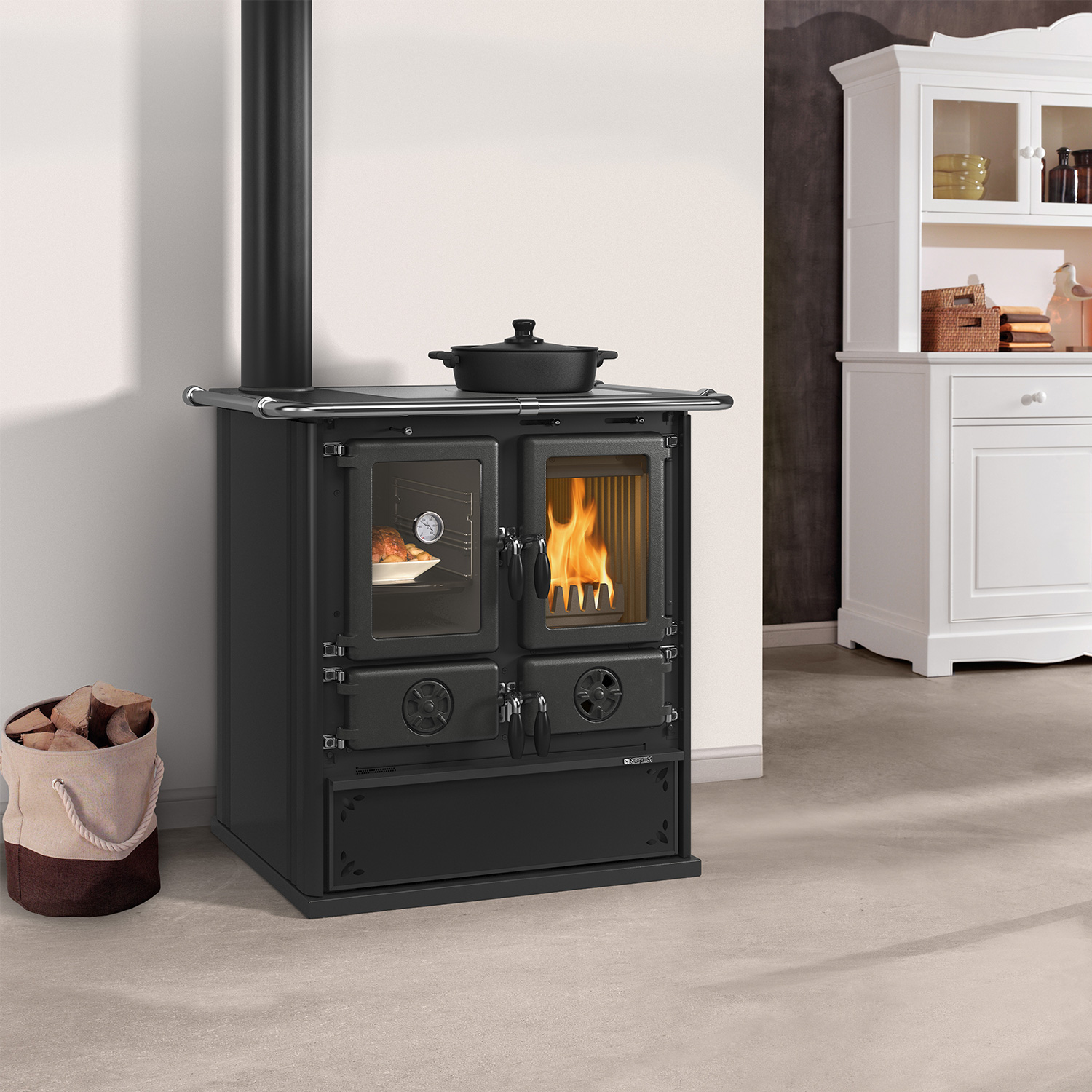 La Nordica Rosetta SX.16 Steel cuisinière à bois acier anthracite-noir