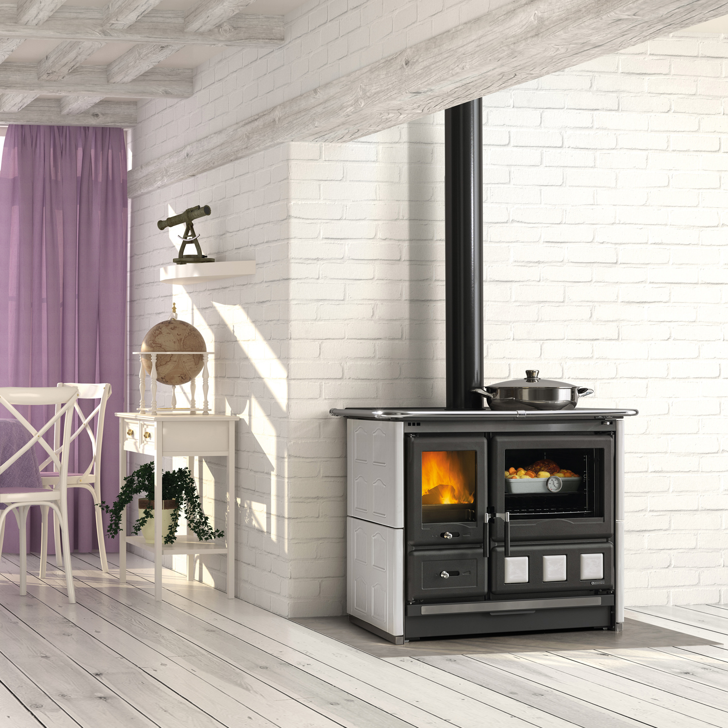 La Nordica Rosa XXL 5.0 Majolika Cuisinière Blanche Infinity