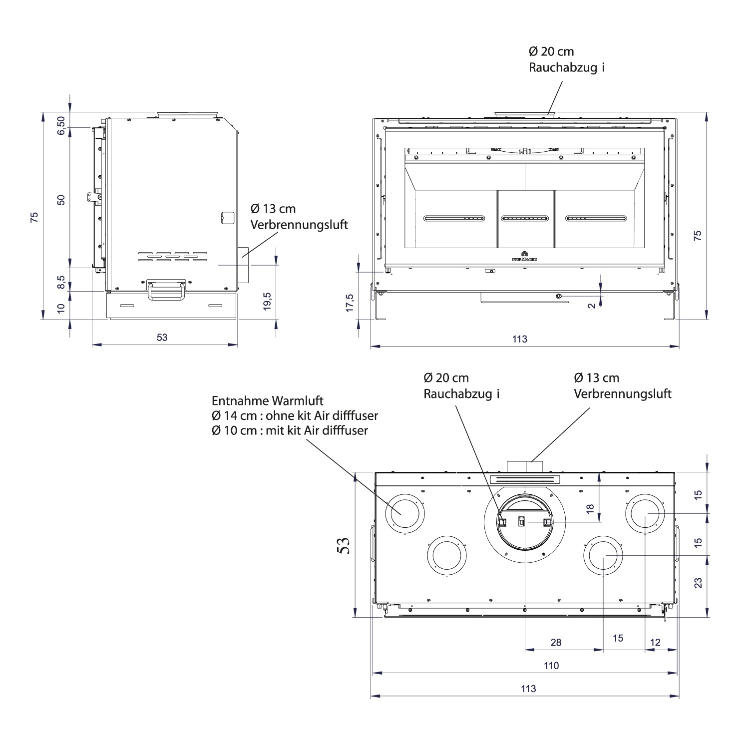 Insert de cheminée Edilkamin Screen EVO 100