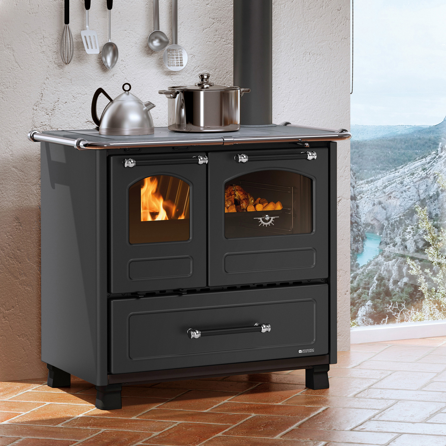 La Nordica Family 16 4,5 cuisinière à bois acier noir