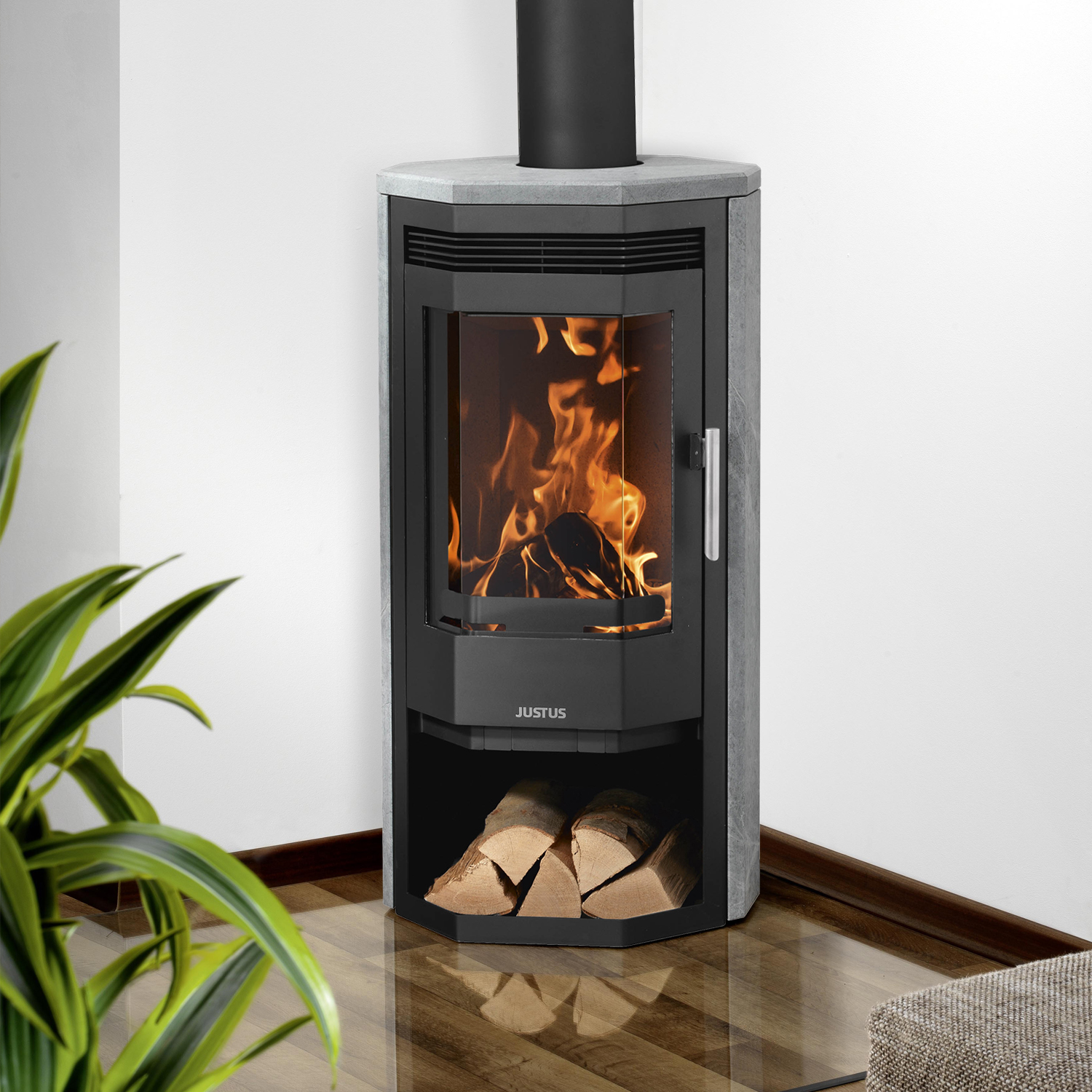 Justus Usedom 5 Poêle à bois Acier Noir / Pierre ollaire Justus Usedom 5 Poêle à bois Acier Noir / Pierre ollaire