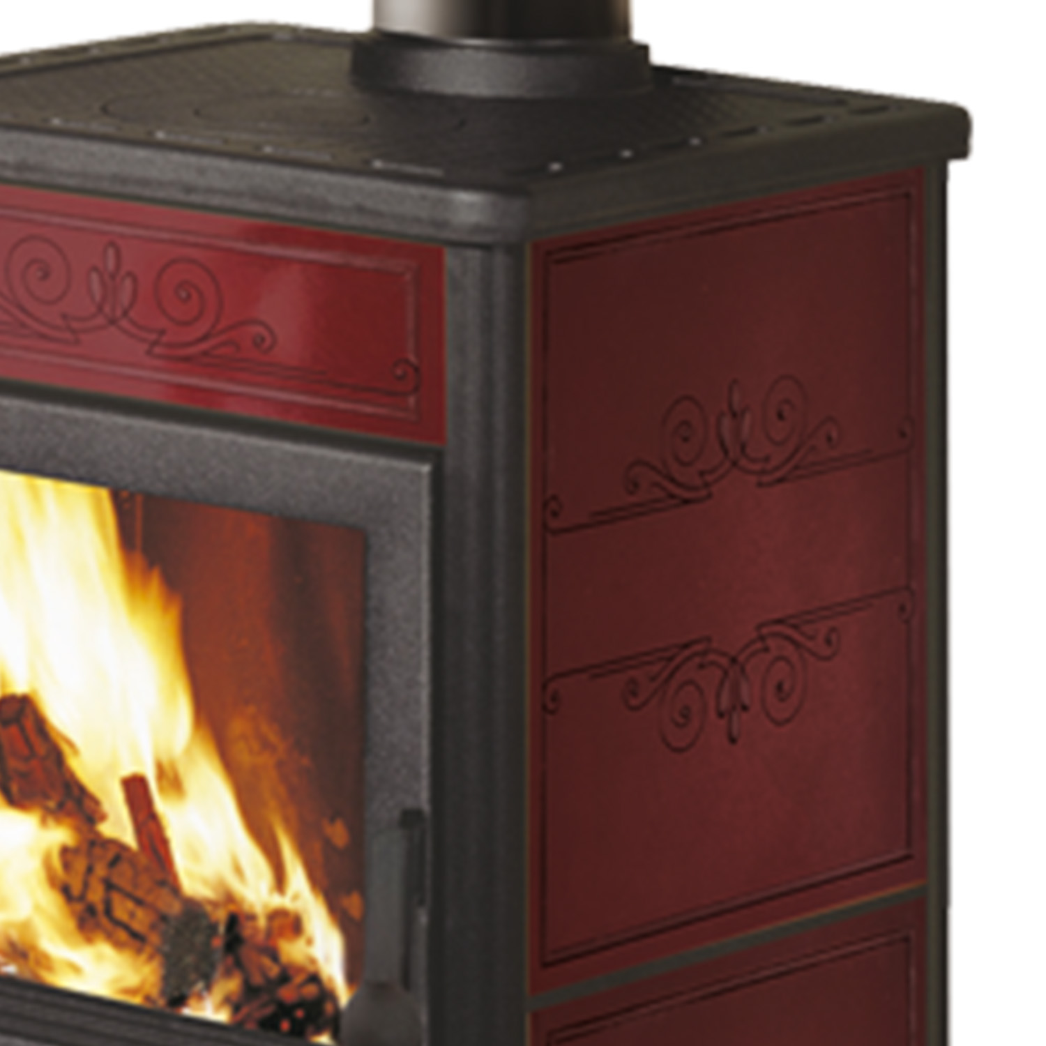 EK63 Fancy Evo Poêle à bois céramique bordeaux