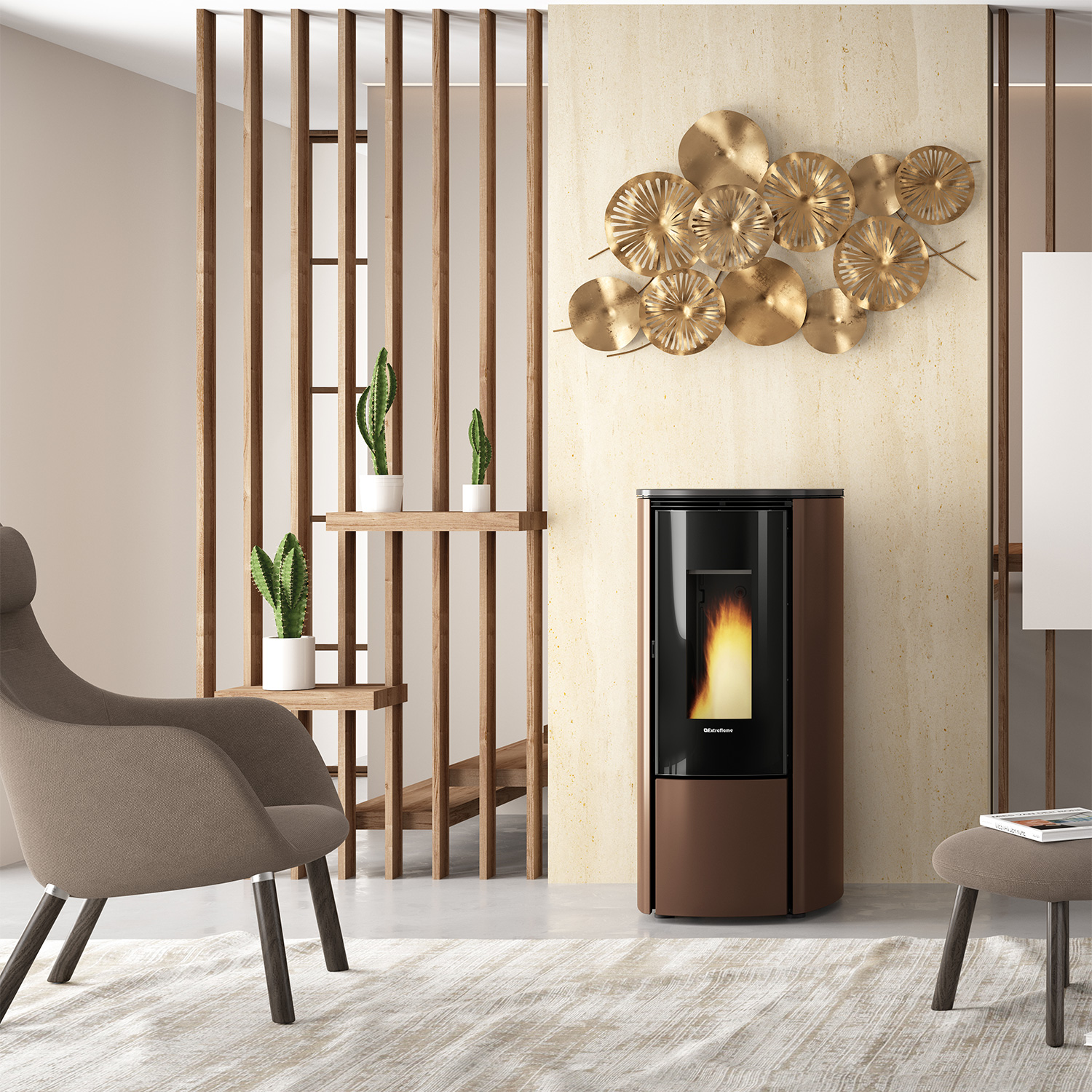 Extraflame Evolution Line Katia 9 poêle à granulés acier bronze
