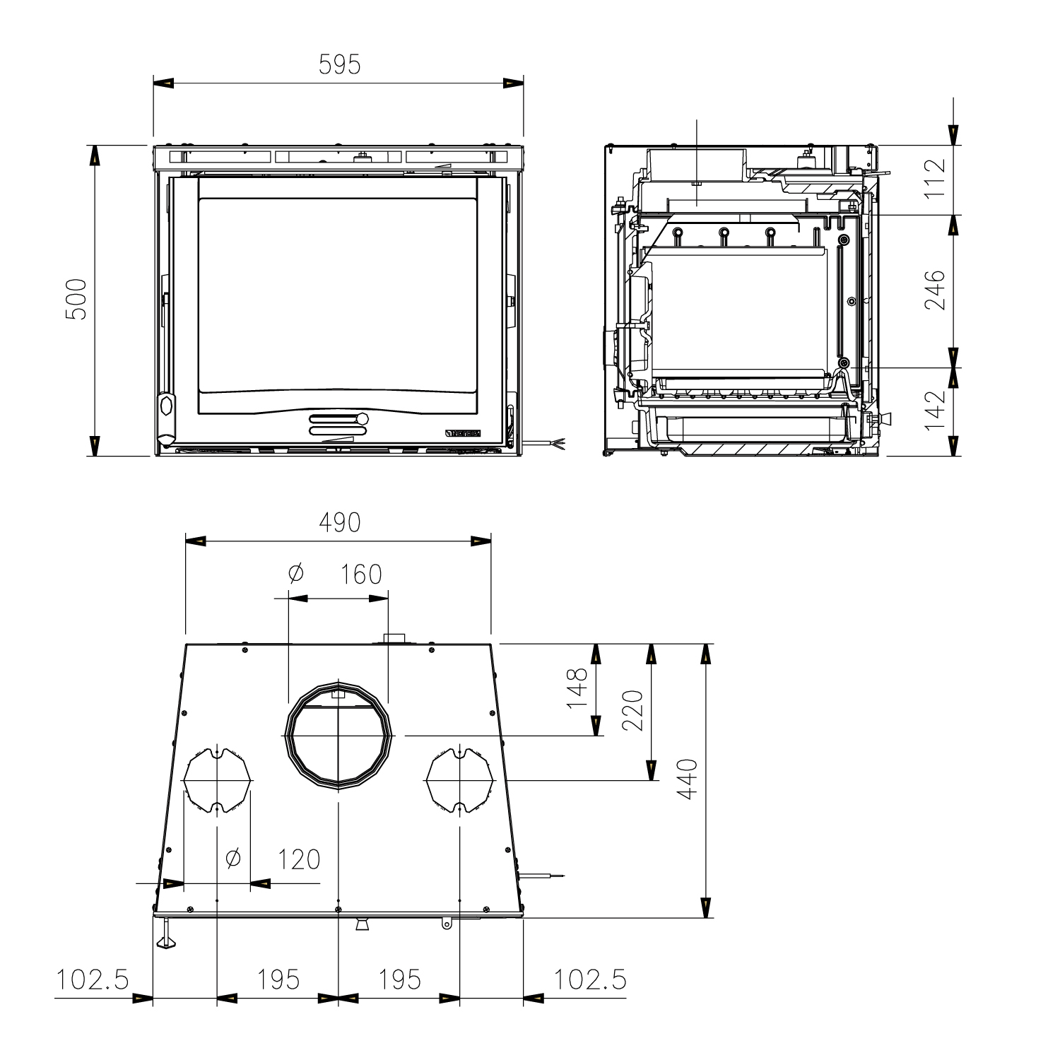 La Nordica Inserto 60 16, insert de cheminée à bois, ventilé