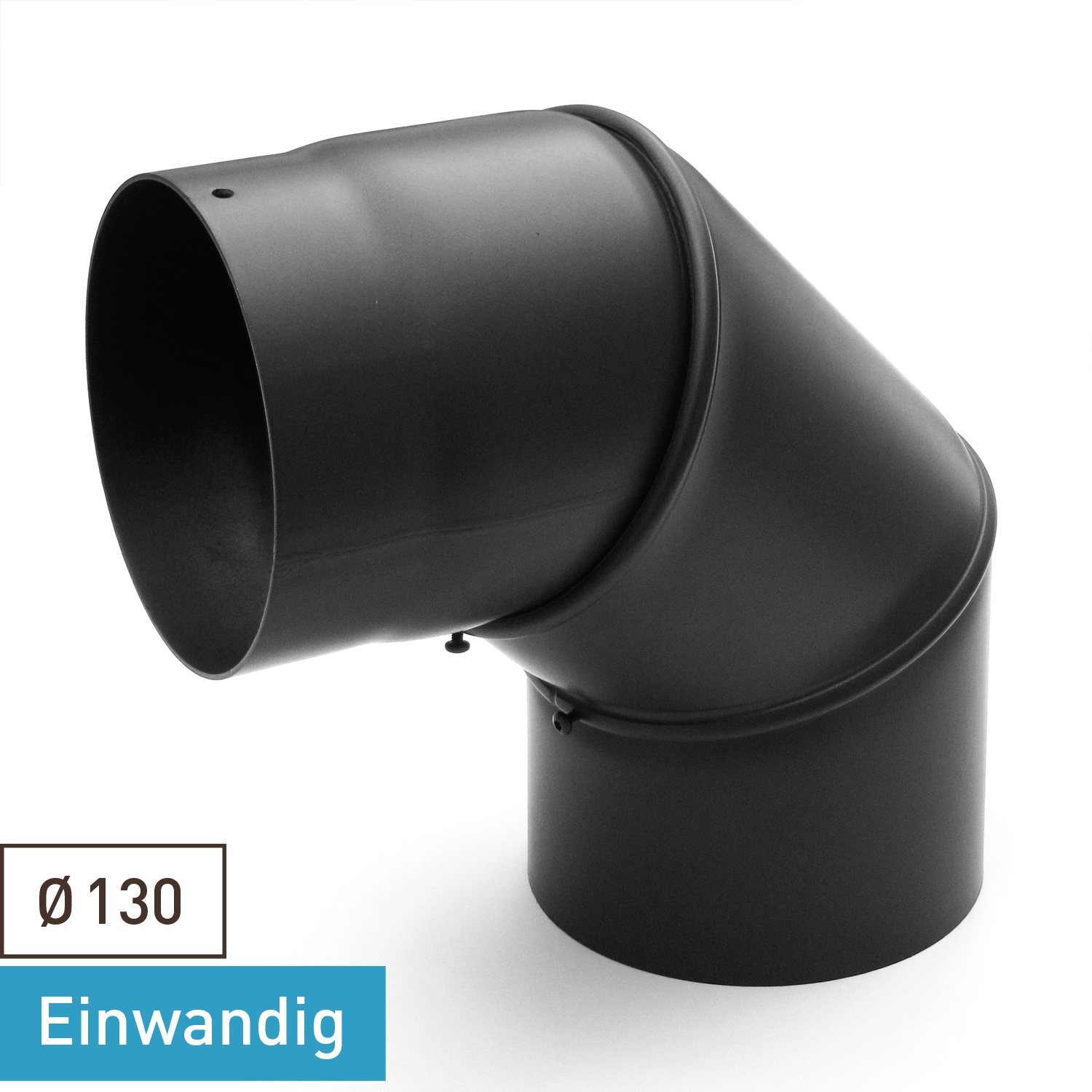 Raik Basic coude de tuyau de fumée 130mm noir 0–90° sans porte pour tuyau de fumée / conduit de fumée