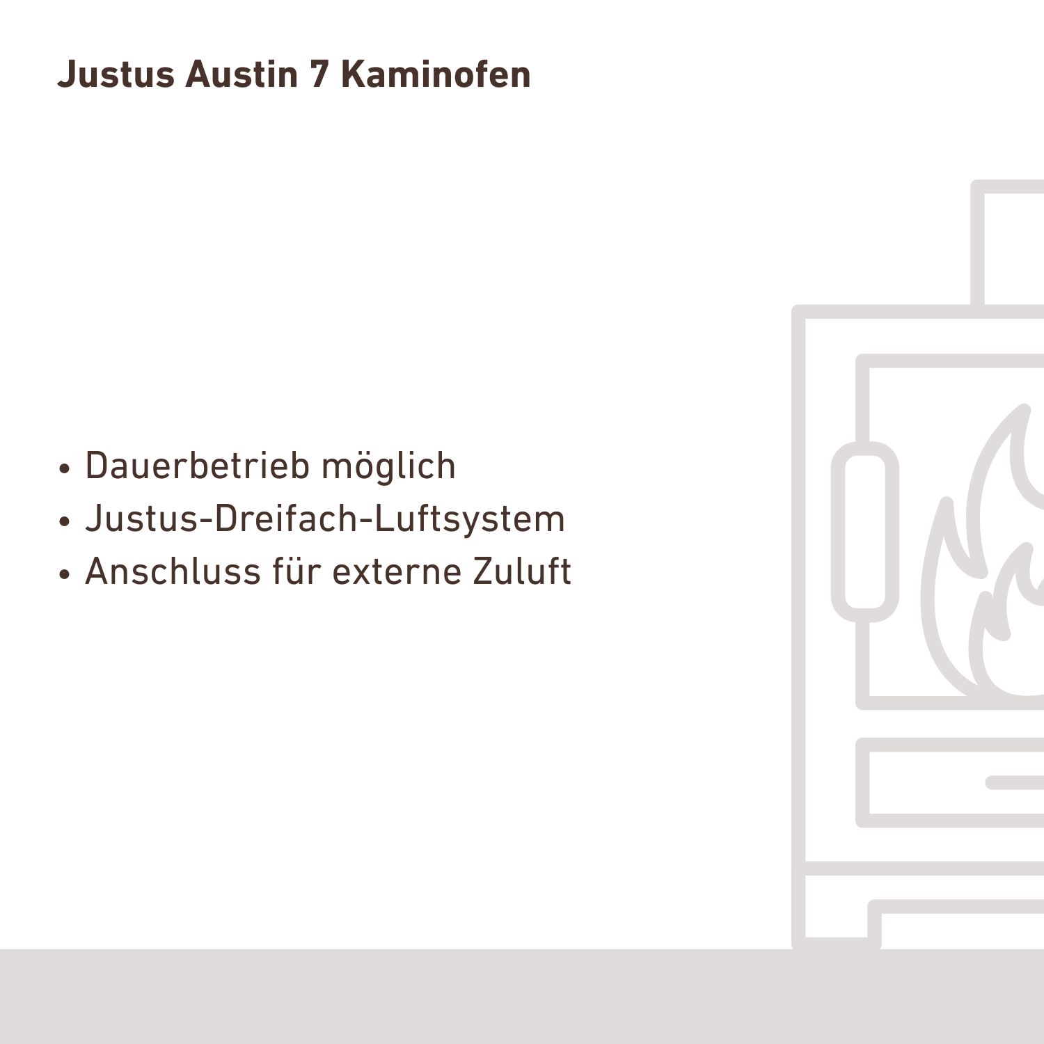 Justus Austin 7 Poêle à bois Acier Noir / Pierre calcaire Crème