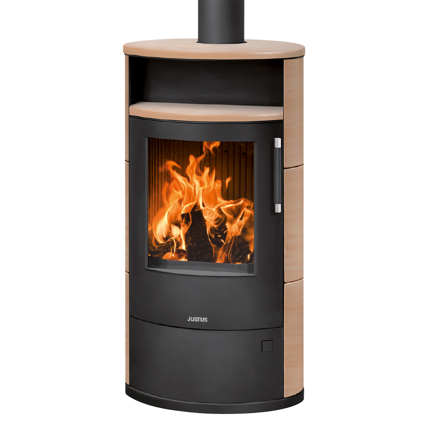 Justus Island 7 2.0 Poêle à bois Acier Noir / Céramique Coretto