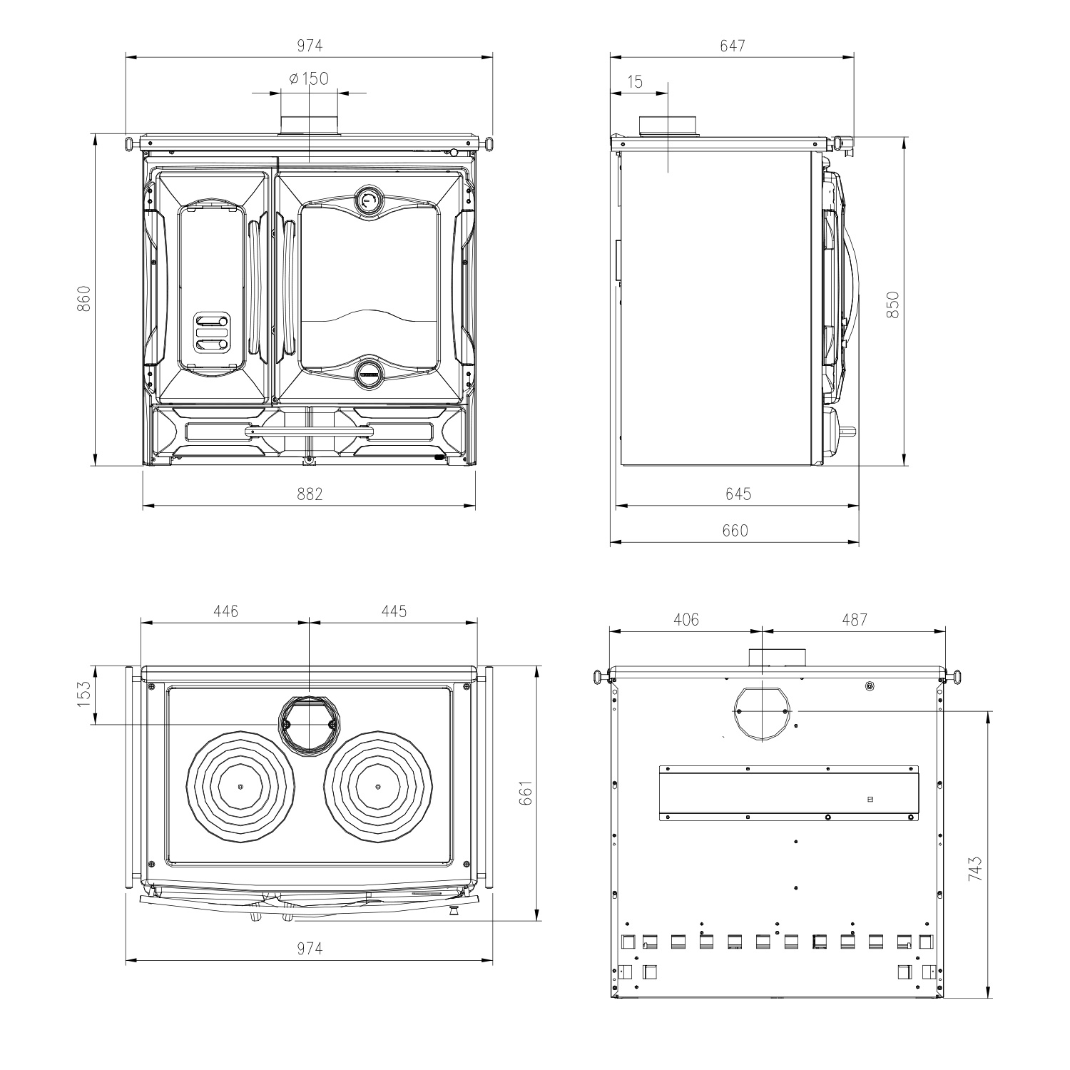 La Nordica Suprema 16 cuisinière à bois fonte noir