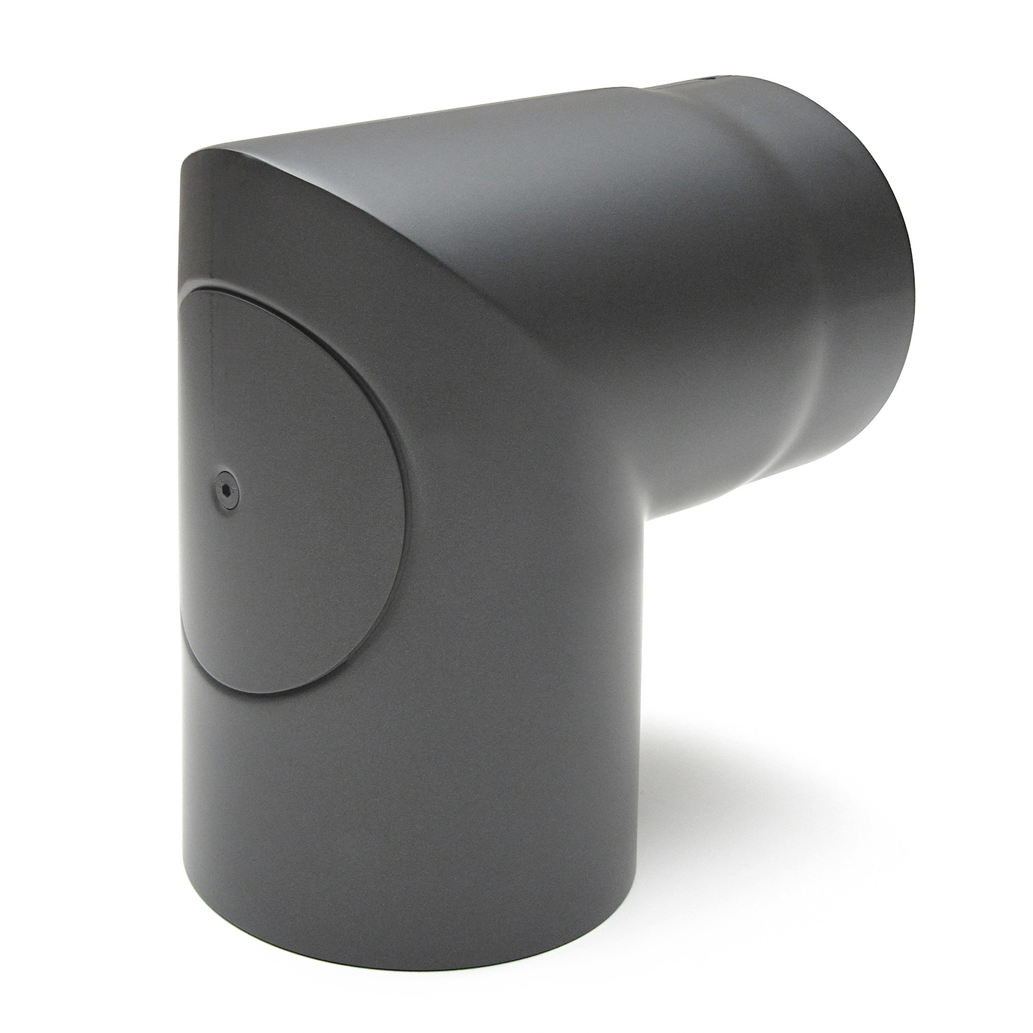 Raik Basic coude de tuyau de fumée 150mm gris fonte 90° – 2 pièces avec porte poncée pour tuyau de fumée / conduit de fumée