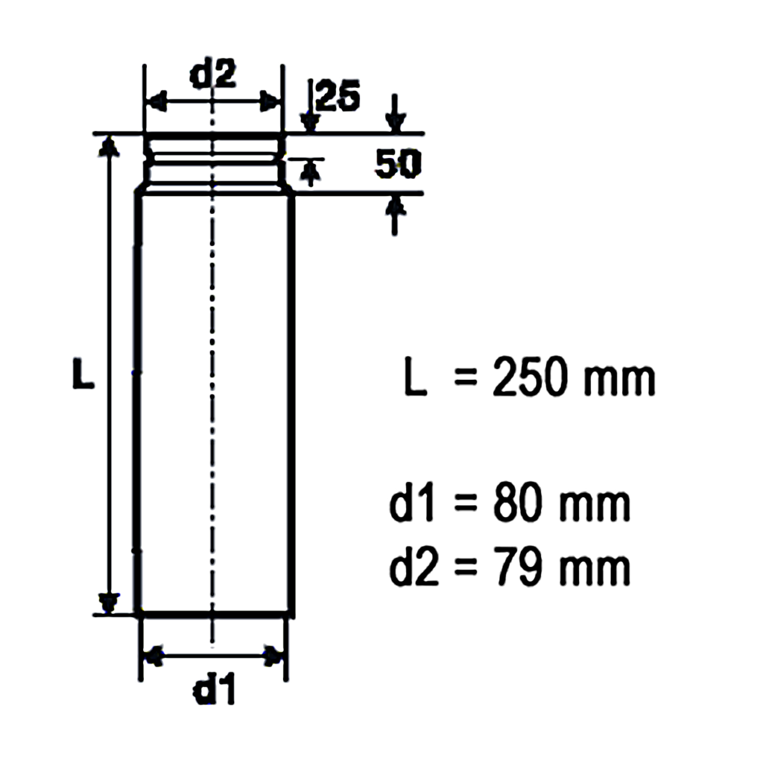 Tube de poêle / conduit de fumée Raik 80 mm - 250 mm