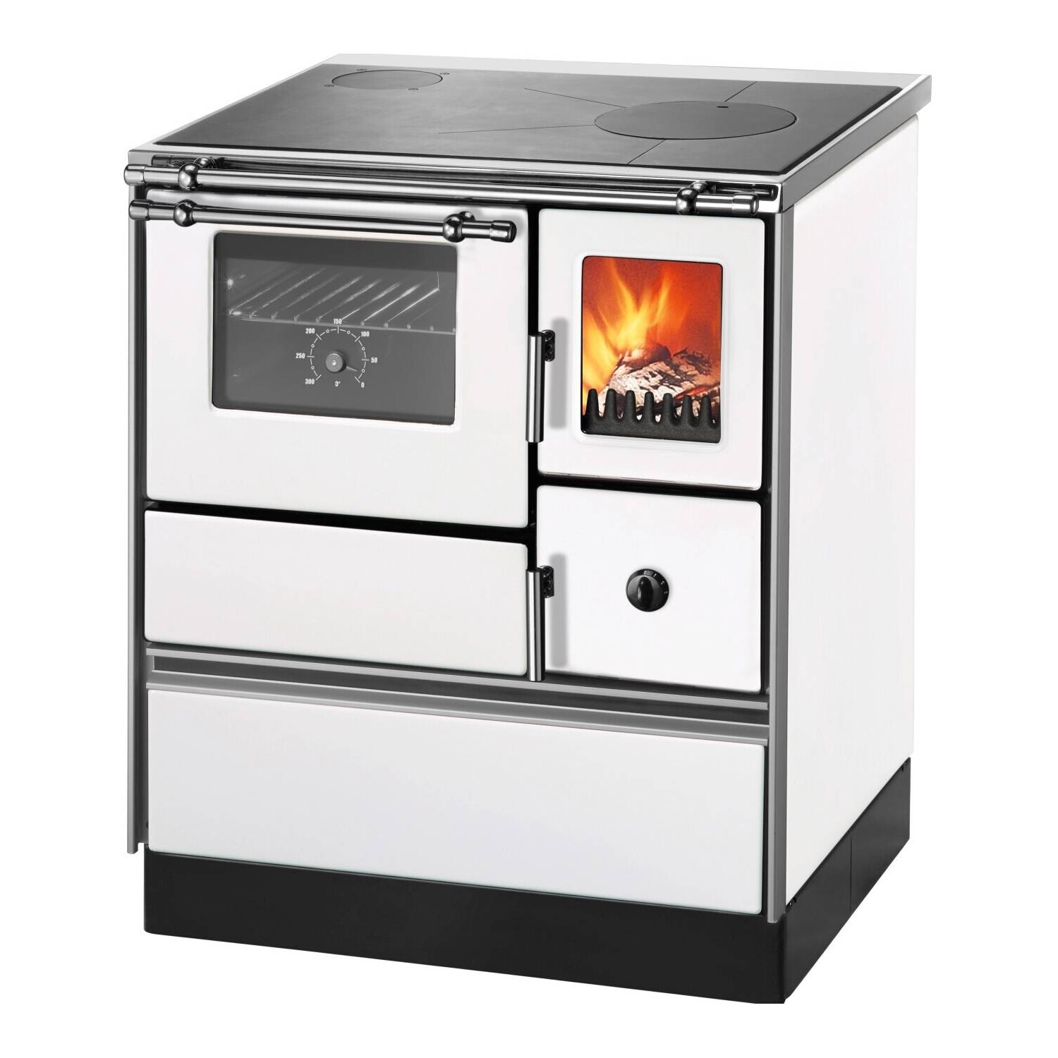 Westminster cuisinière à bois K 76F-70 avec fenêtre blanc raccordement tuyaux gauche