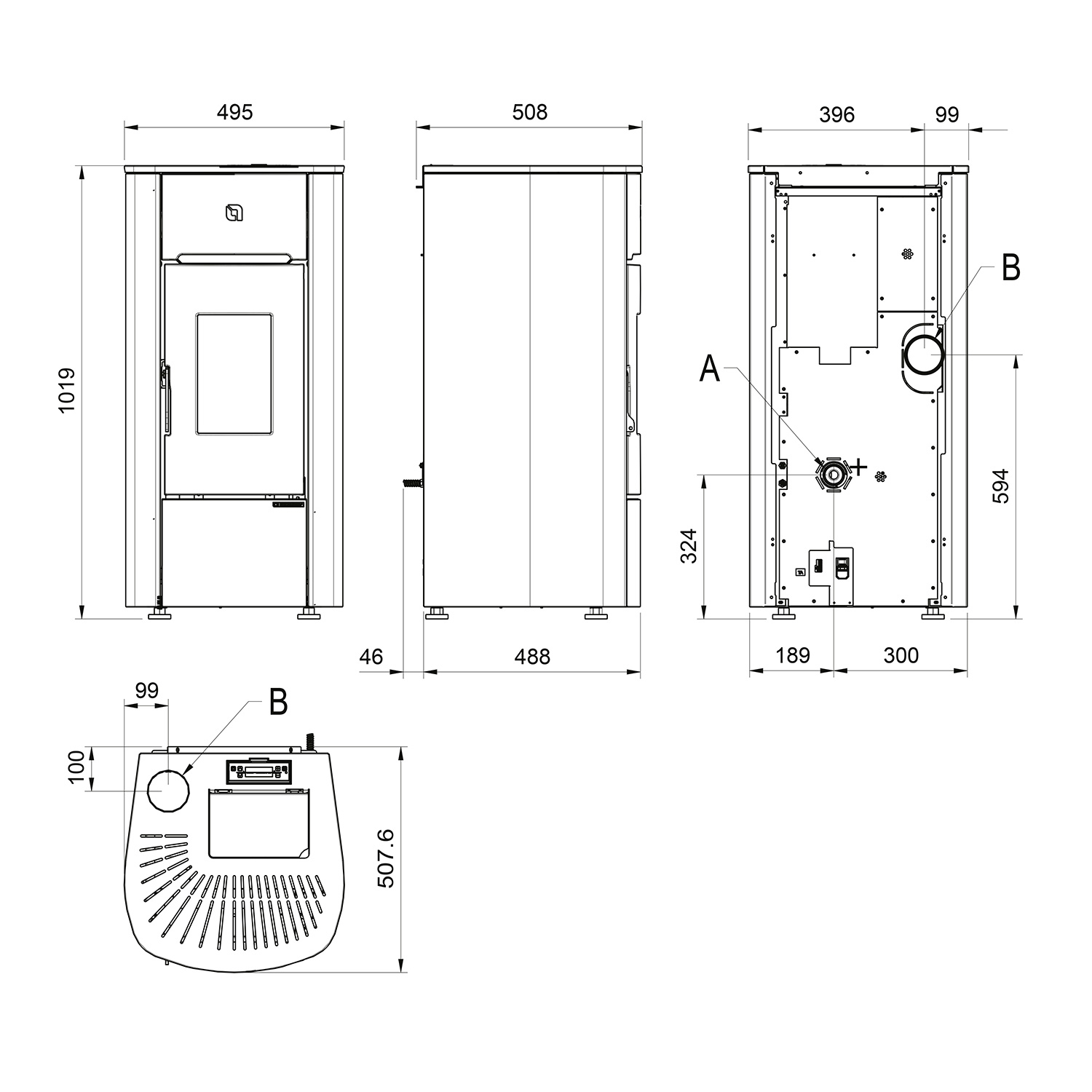 Extraflame Mariella poêle à granulés Bordeaux