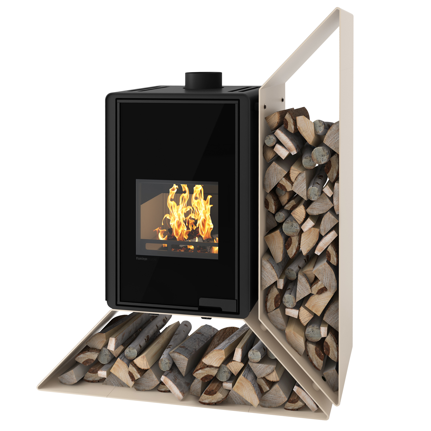 HS Flamingo Deluxe Kampa Poêle à bois Crème Étagère droite