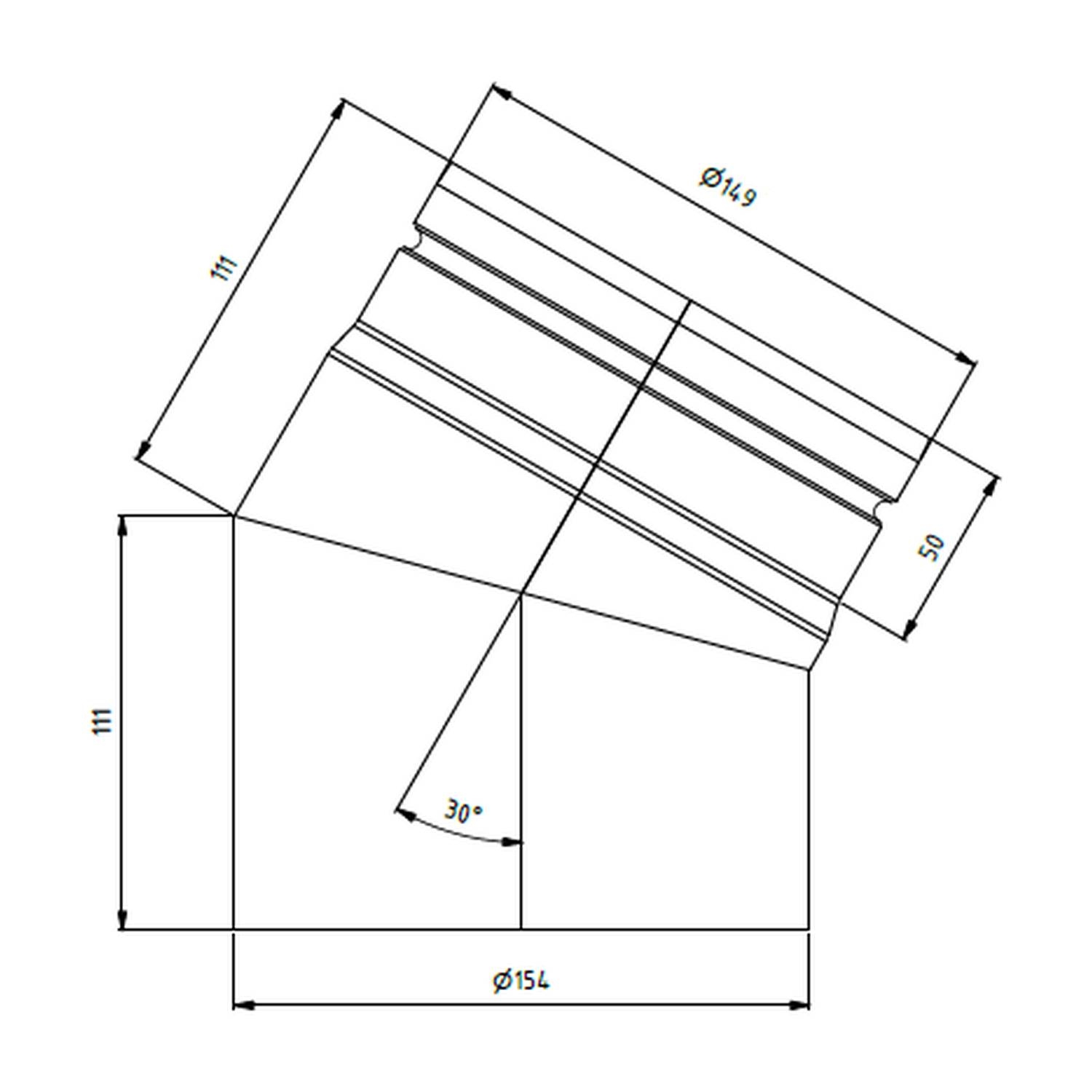 Raik Bogen LS diamètre 150/30° rétréci 2-pièces noir