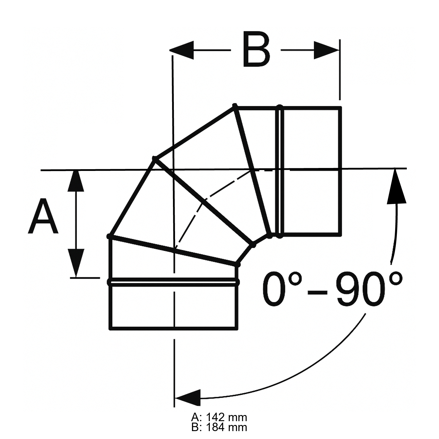 Schiedel PRIMA PLUS coude 0-90° orientable Ø150 mm simple paroi mat