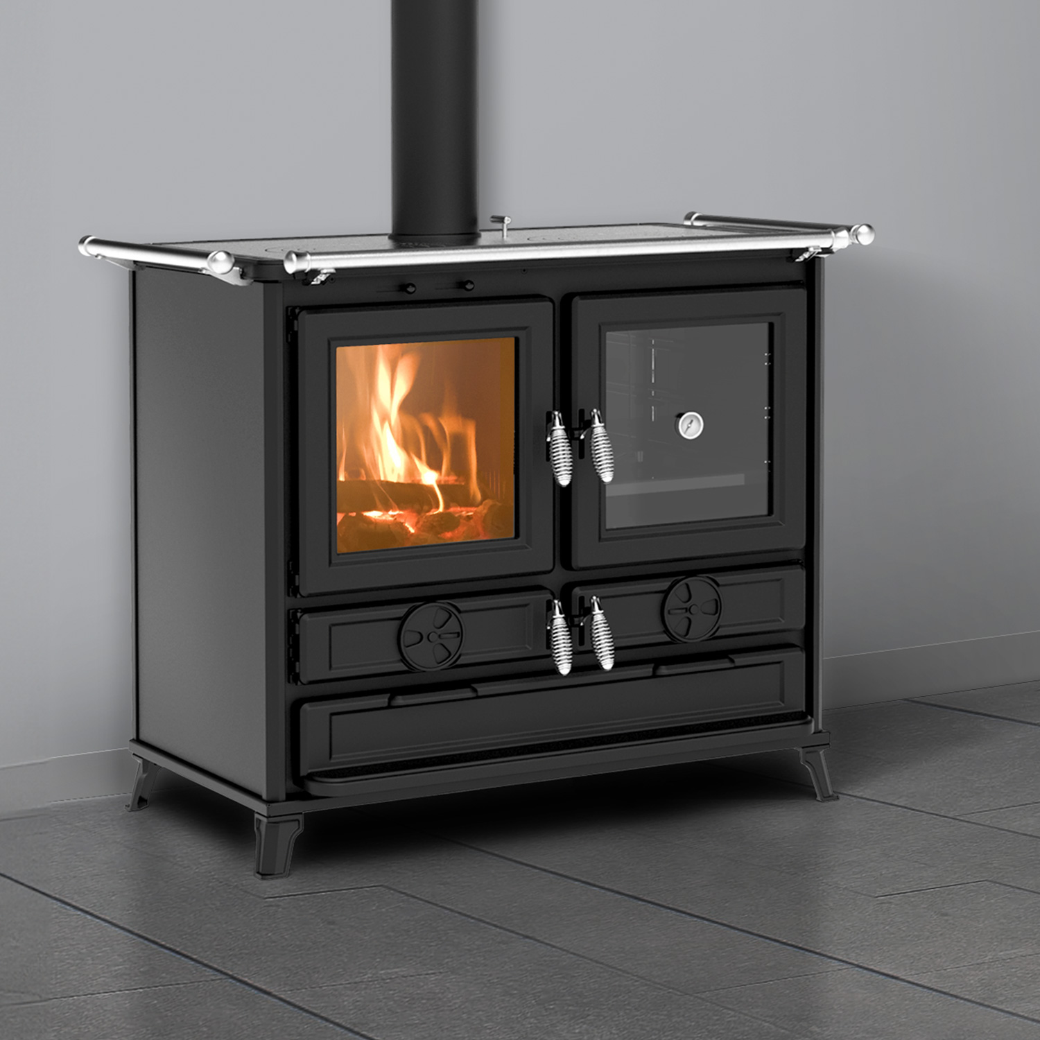 Thermorossi Klara Evo6 cuisinière à bois anthracite