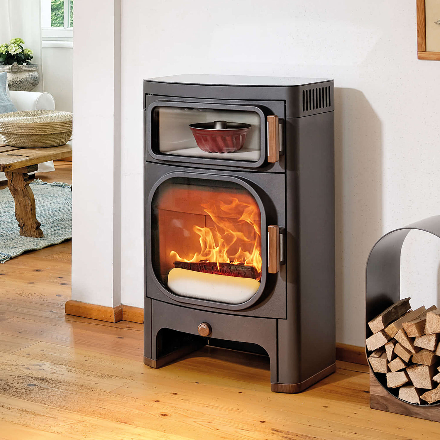 Austroflamm Heidi Back 2.0 Poêle à bois Acier Gris fonte Évacuation des fumées à l'arrière