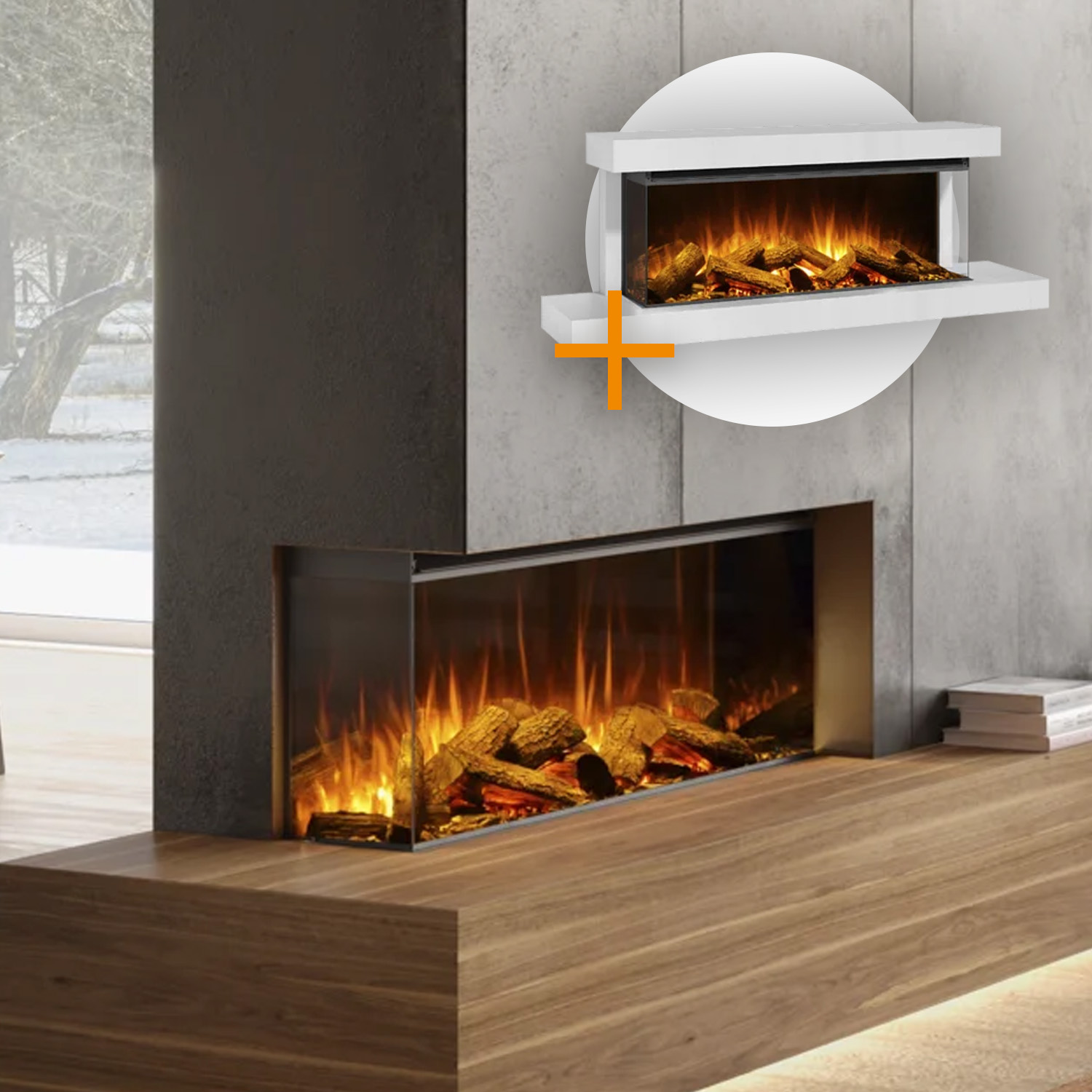 La Nordica Lumen 1200 Cheminée électrique LED blanc craie