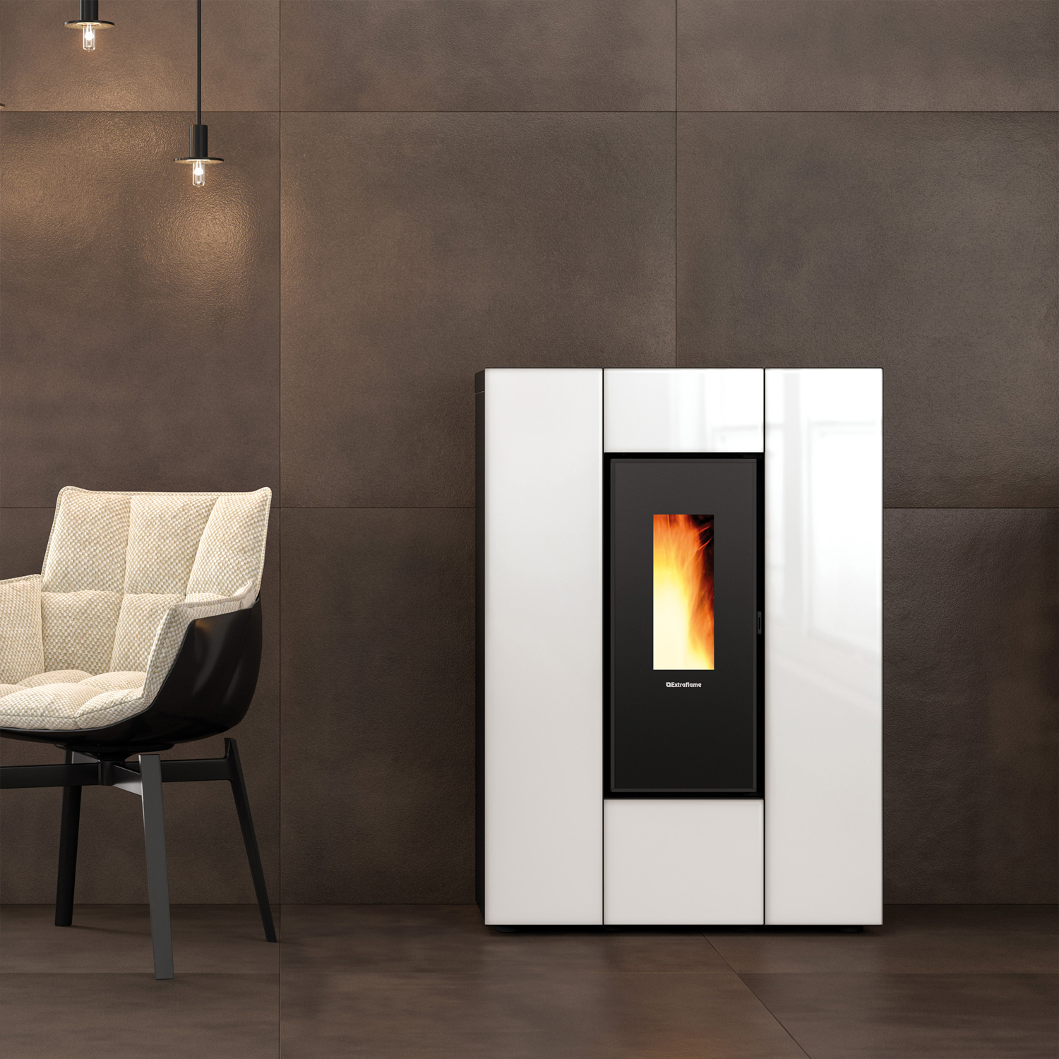 Extraflame Marilena Plus AD Crystal Poêle à granulés Blanc Extraflame Marilena Plus AD Crystal Poêle à granulés Blanc