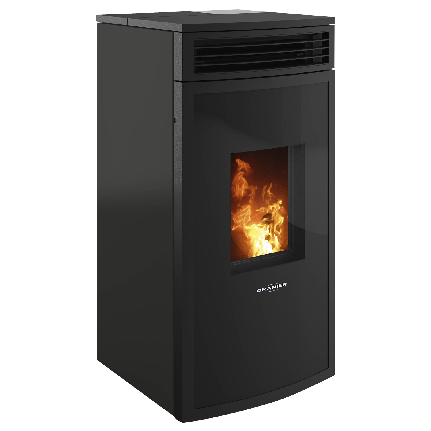 Oranier Neta poêle à granulés en acier noir, évacuation des fumées par le haut