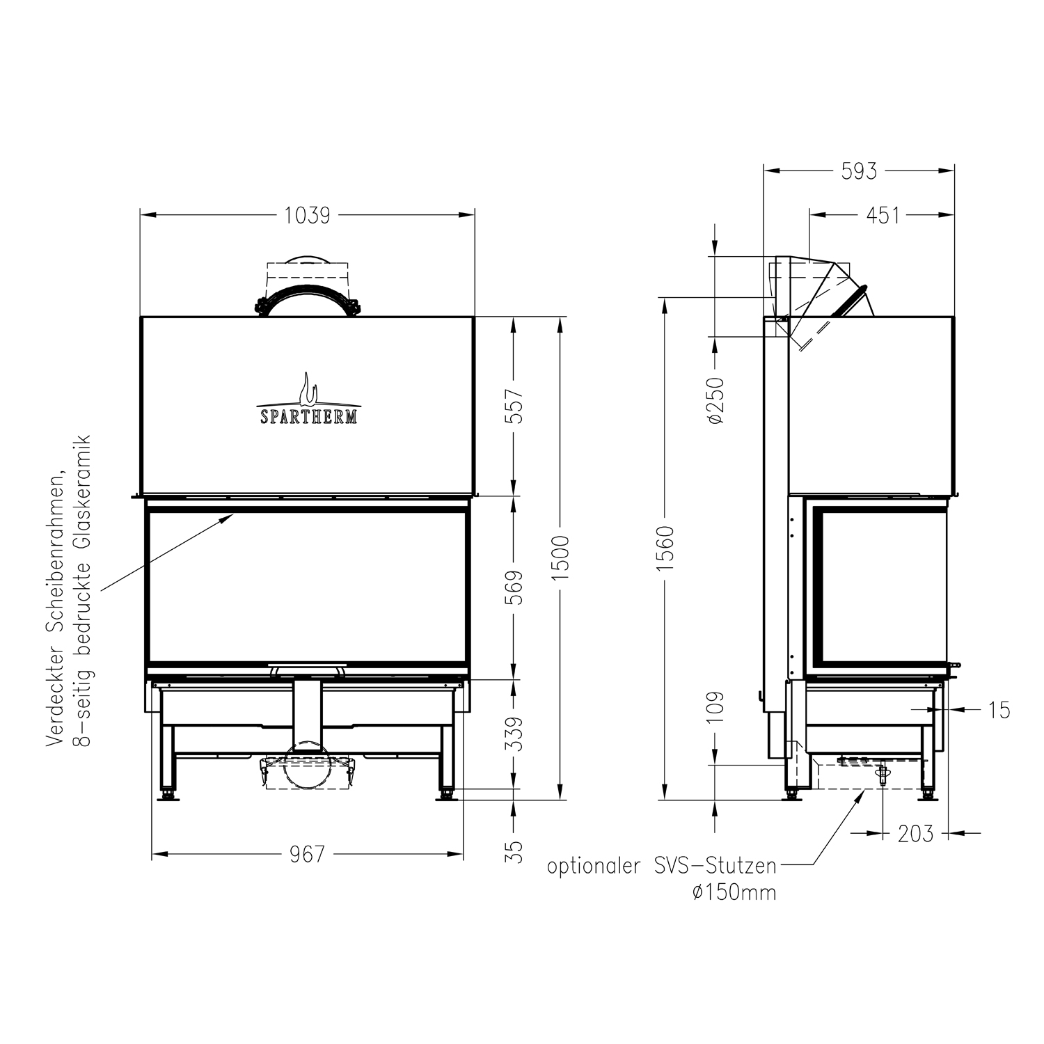 Spartherm Arte 3RL-100h-4S insert de cheminée