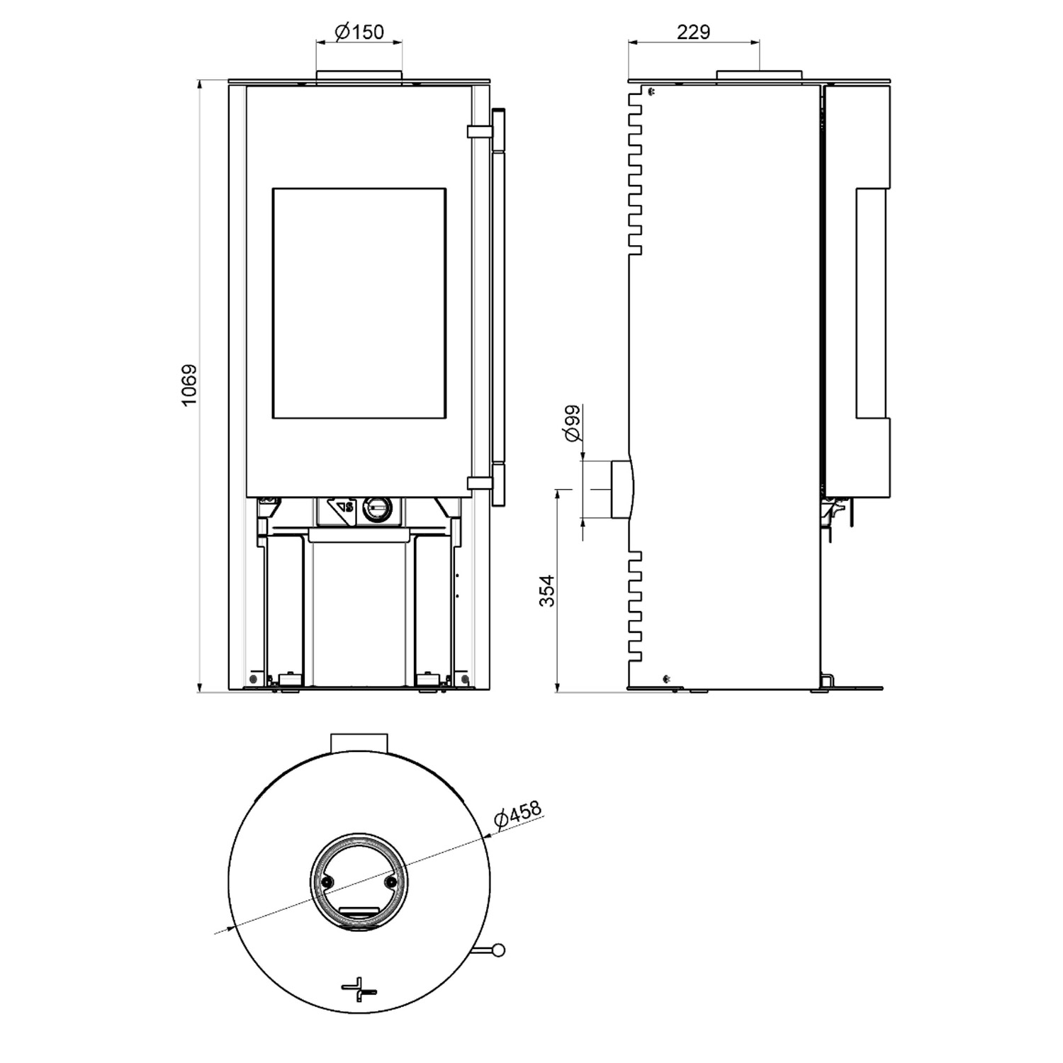 Haas+Sohn GRASSE Acier poêle à bois noir profond avec compartiment range-bûches sans porte