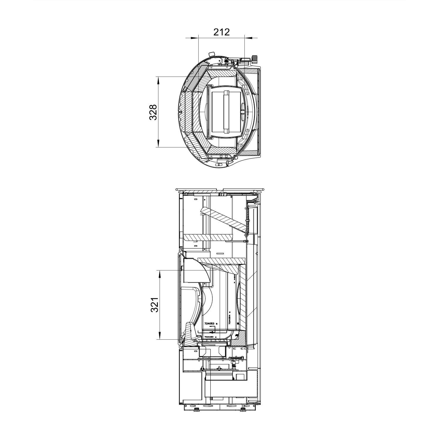 Austroflamm Clou compact Cook poêle à bois en acier gris fonte, sortie arrière