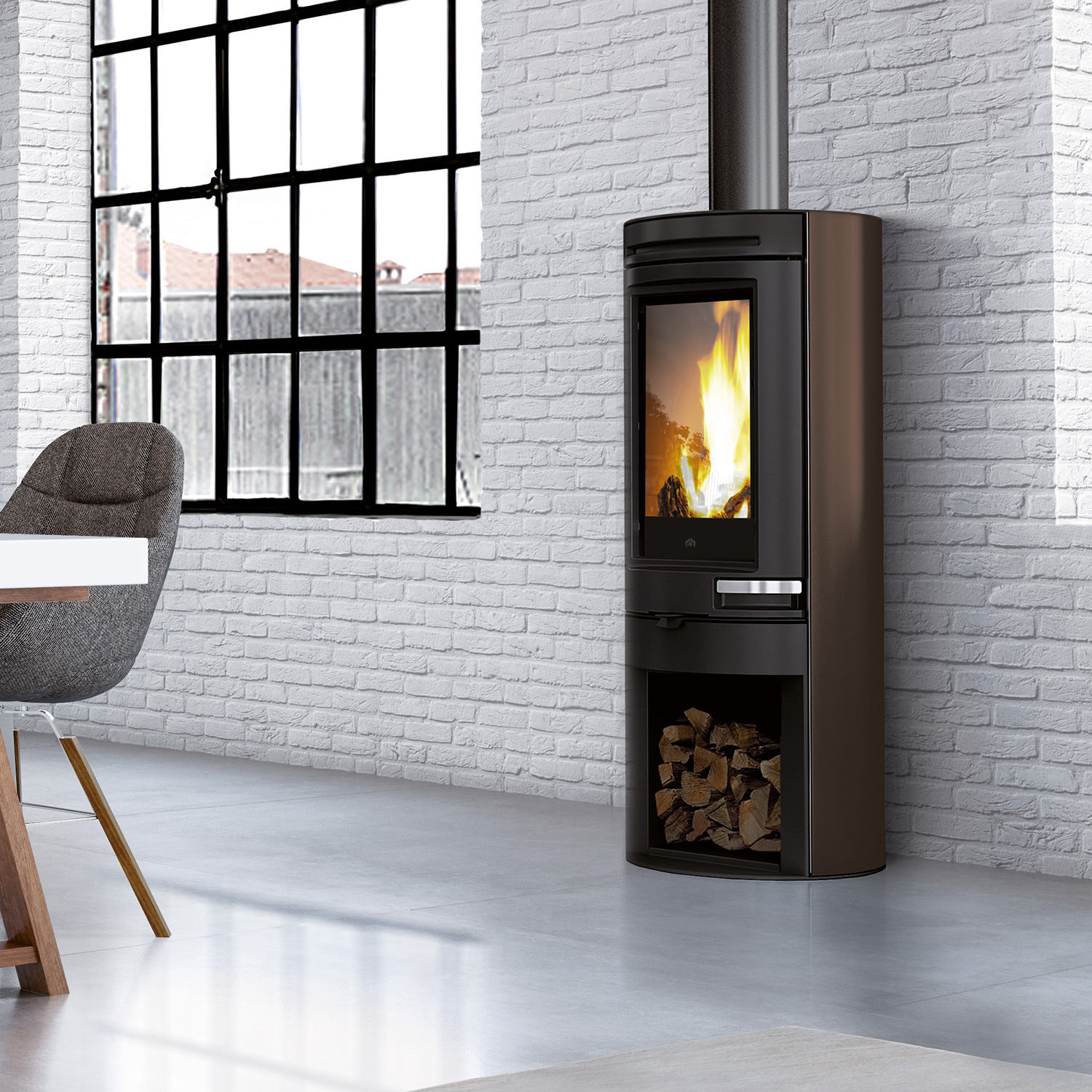 Edilkamin Tally Evo Poêle à bois Acier Bronze Edilkamin Tally Evo Poêle à bois Acier Bronze