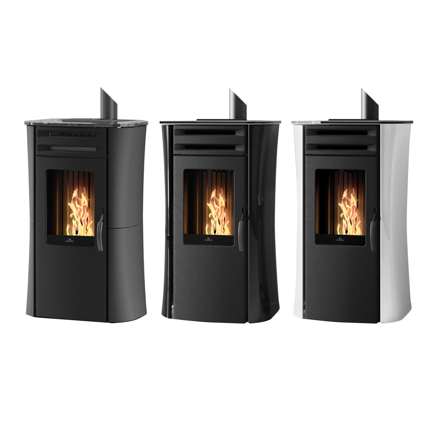 Edilkamin Dania Air Tight Plus poêle à granulés acier noir / verre blanc