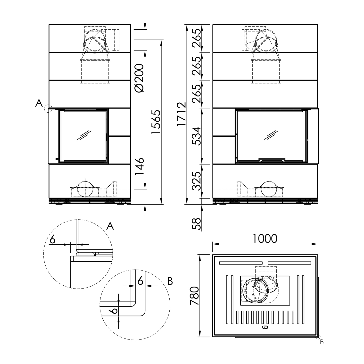 Kit de cheminée Spartherm SIM 1/3 Varia 2Rh-4S Nature