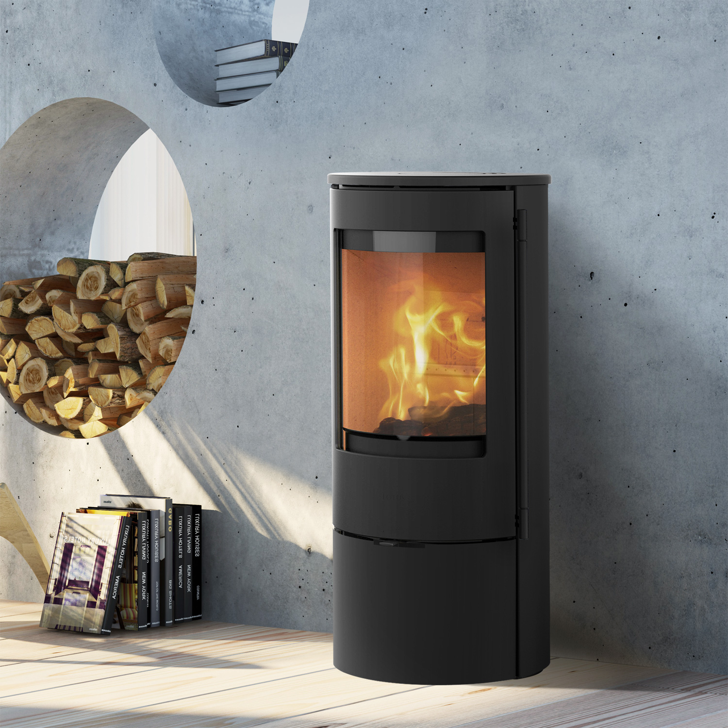 Lotus Prestige Basic Poêle à bois en acier noir, DIBt, raccordement du conduit de fumée à l'arrière. Lotus Prestige Basic Poêle à bois en acier noir, DIBt, raccordement du conduit de fumée à l'arrière.