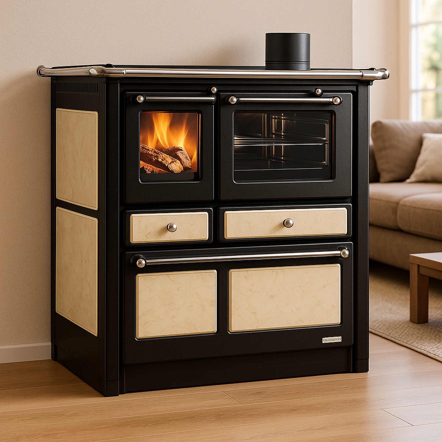 Westminster cuisinière à bois K 85 F II antique raccordement tuyaux gauche