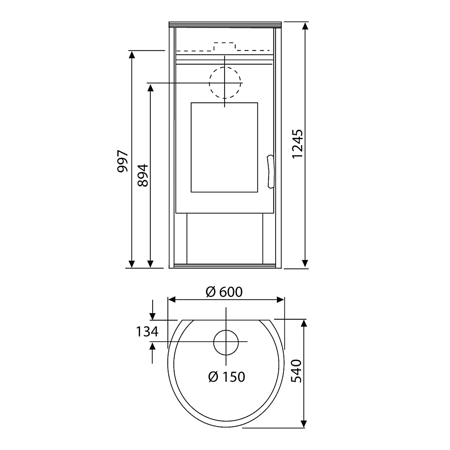 Poêle à bois Wamsler Atlas en acier gris 6 kW