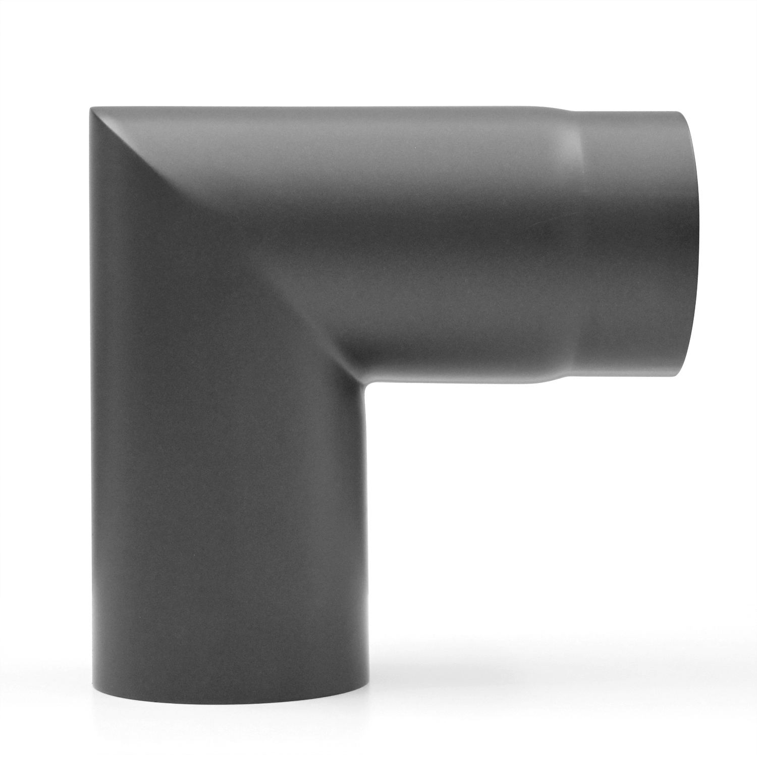 Raik Basic coude de tuyau de fumée 130mm gris fonte 90° – 2 pièces, sans porte pour tuyau de fumée / conduit de fumée