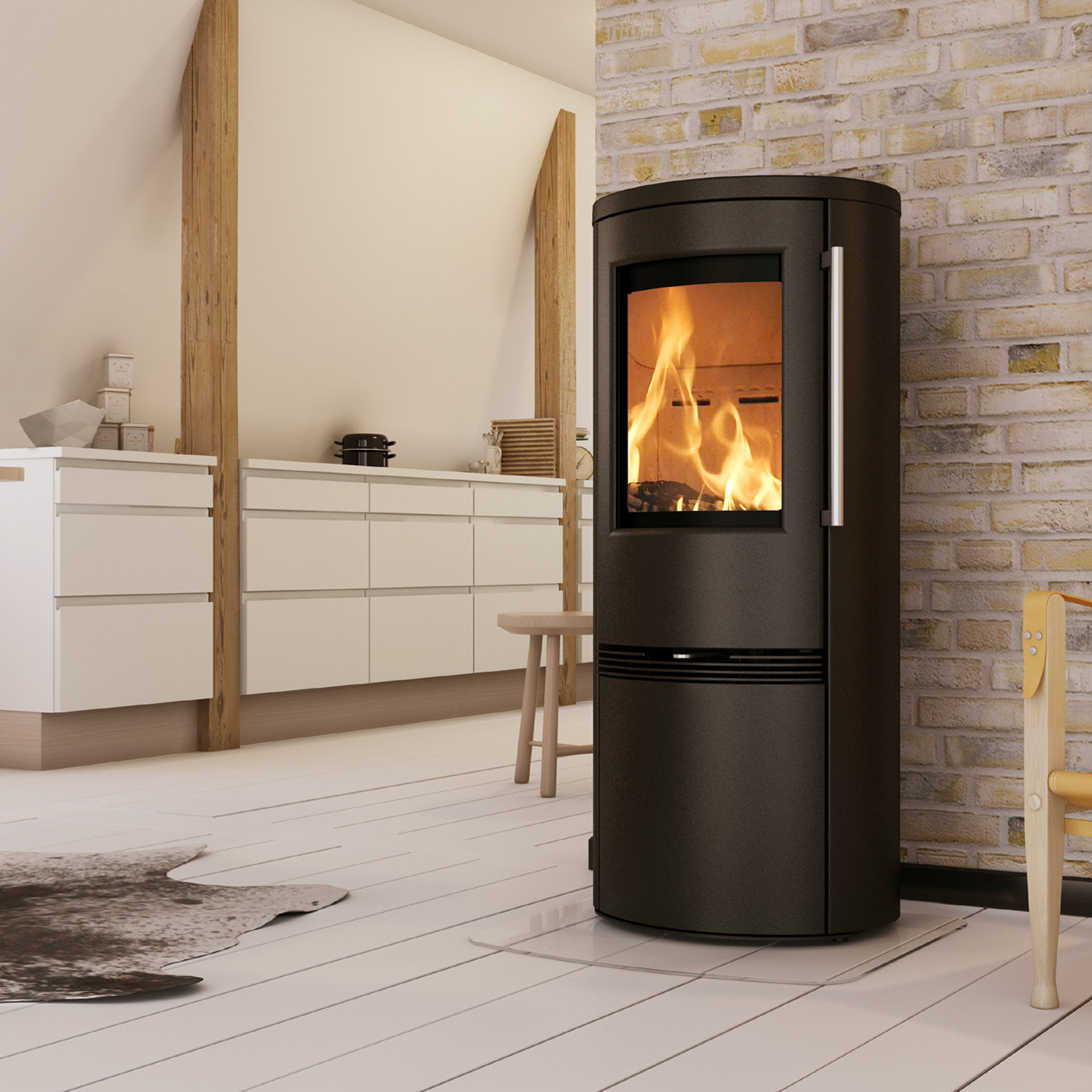 TermaTech TT21RH Poêle à bois Acier Noir Tuyau de fumée dessus / arrière