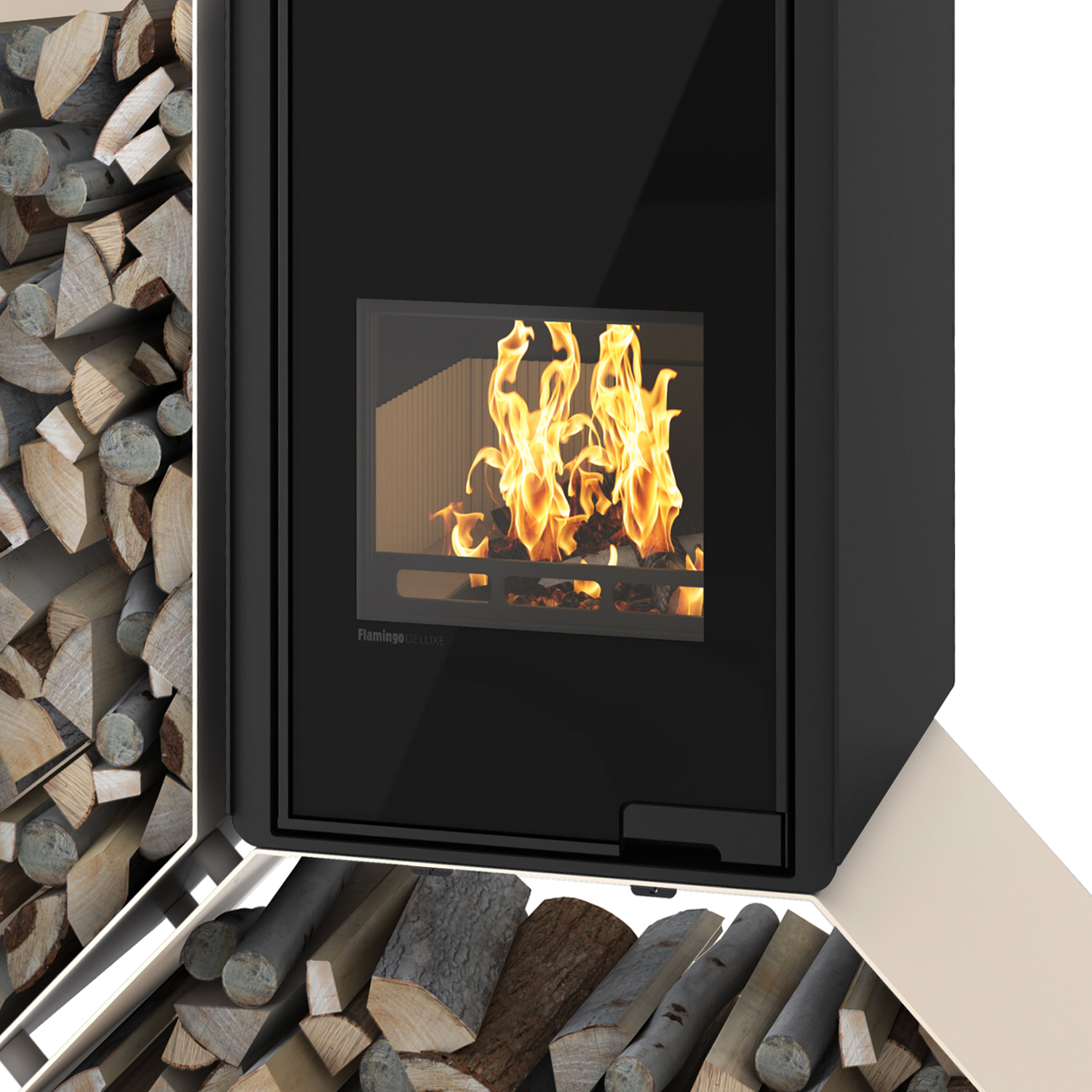 HS Flamingo Deluxe Kampa Poêle à bois Crème Étagère gauche