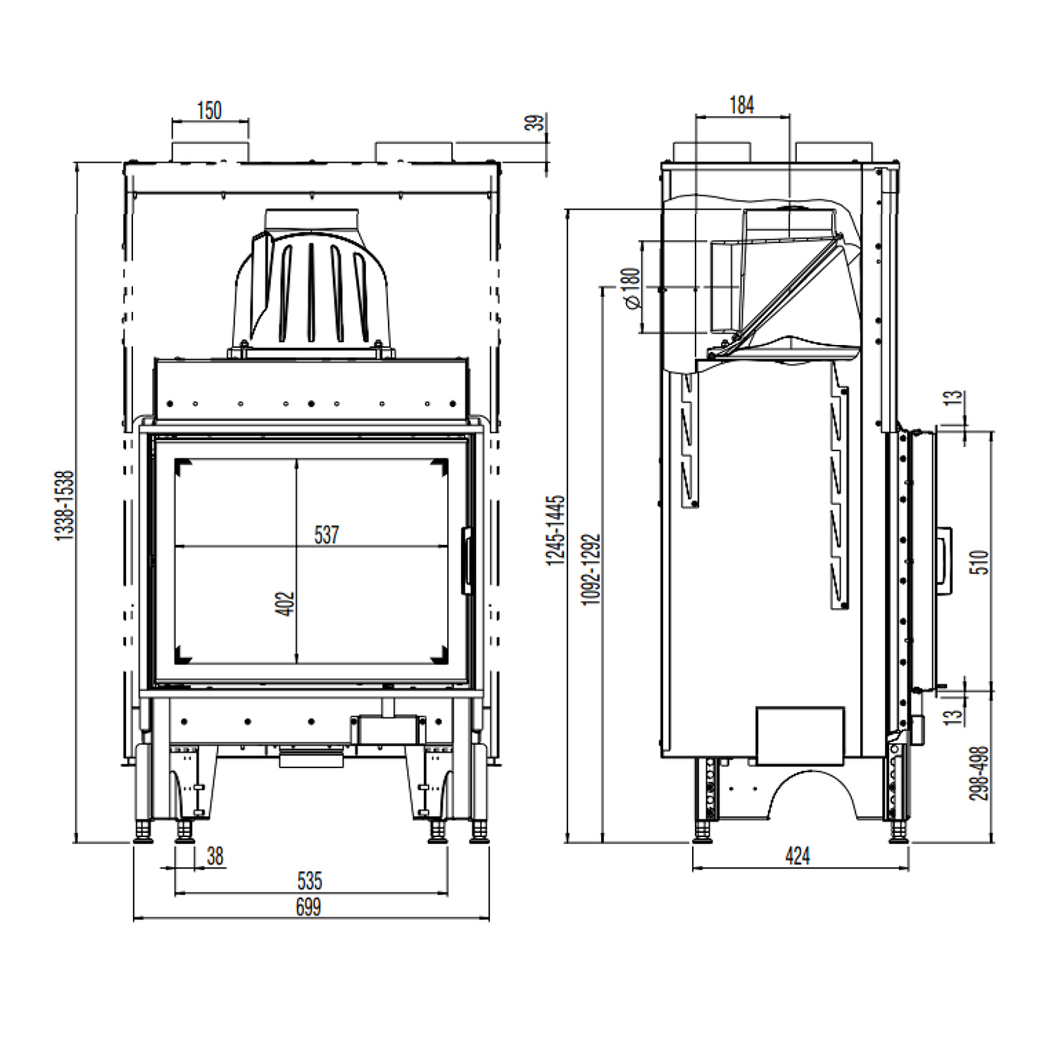 Austroflamm 65x51 K 2.0 Insert de cheminée