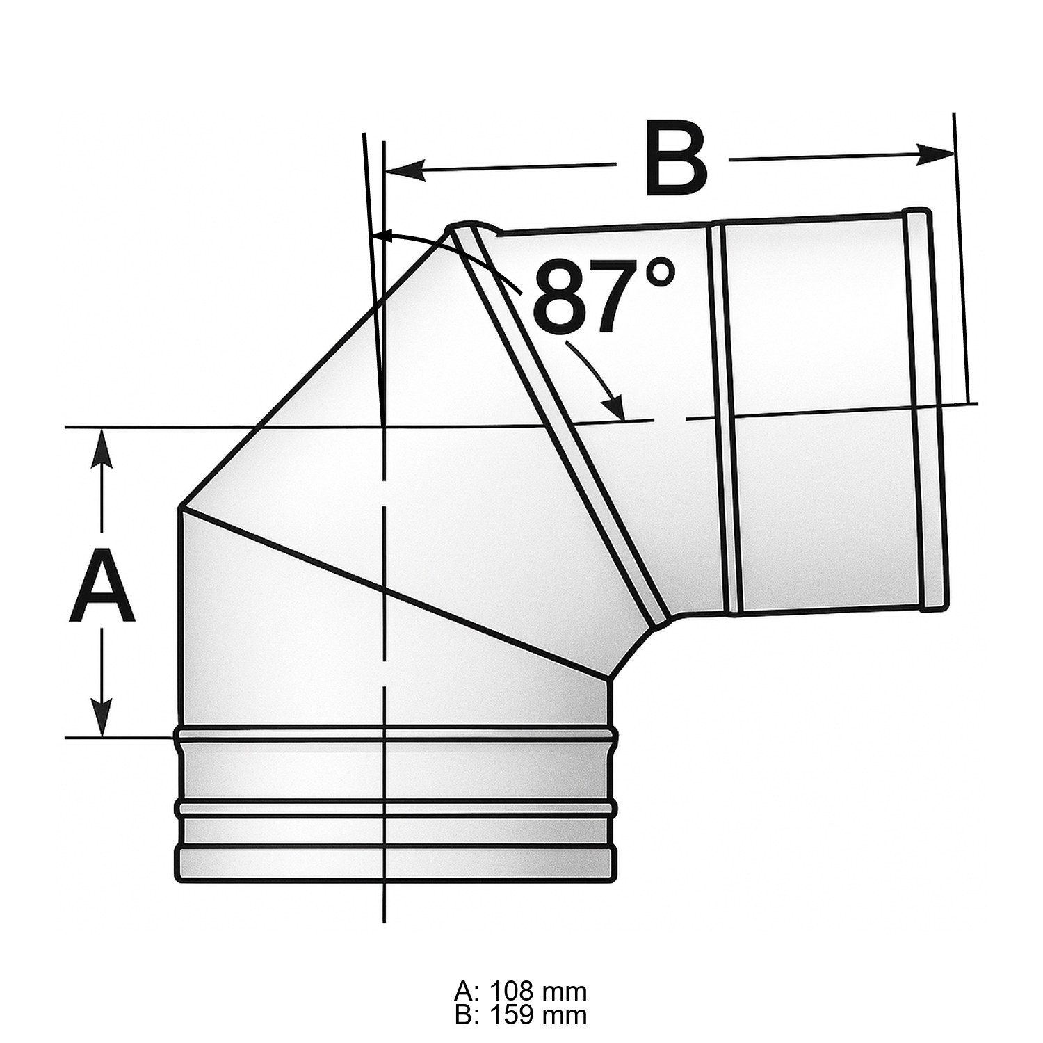 Schiedel PRIMA PLUS coude 87° Ø130 mm simple paroi mat