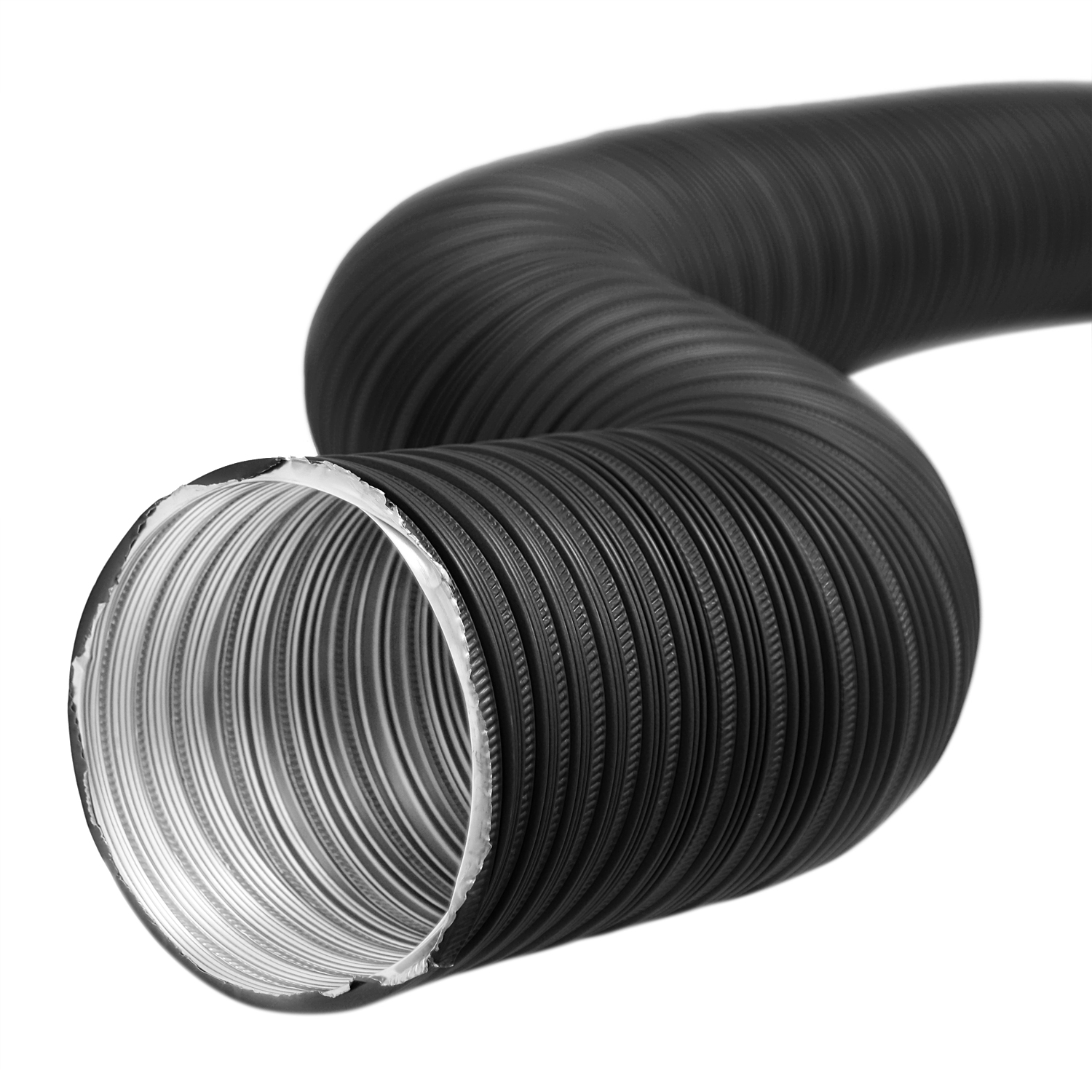 Raik Color Flex tuyau flexible en aluminium noir Ø 100 mm longueur 1,5 m, pour raccordement à l'air extérieur