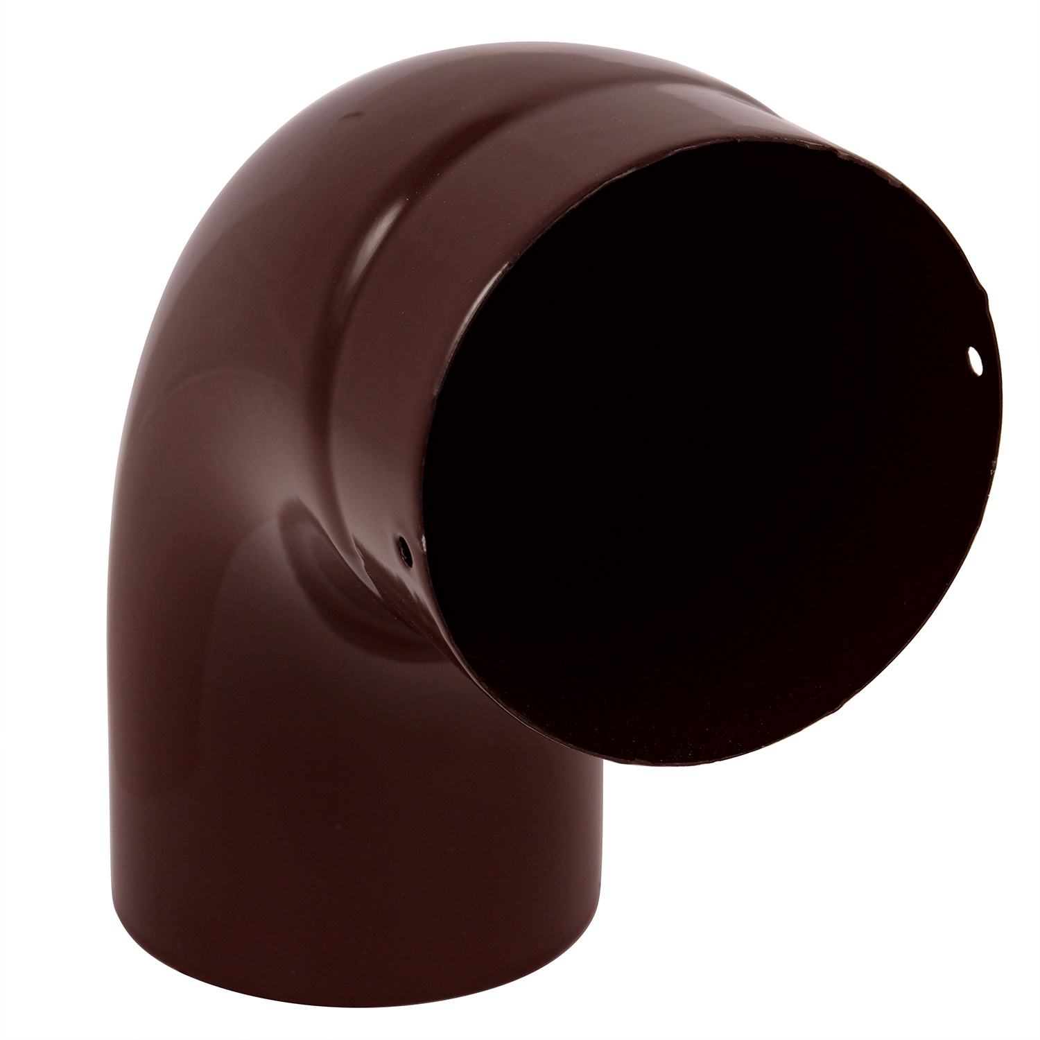 Coude de conduit de fumée / Coude de tuyau de poêle émaillé 150 mm - Coude 90° lisse marron avec ouverture de nettoyage