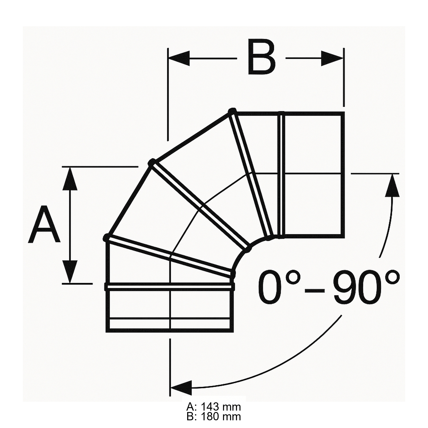 Schiedel PRIMA PLUS coude 0-90° orientable Ø130 mm simple paroi mat