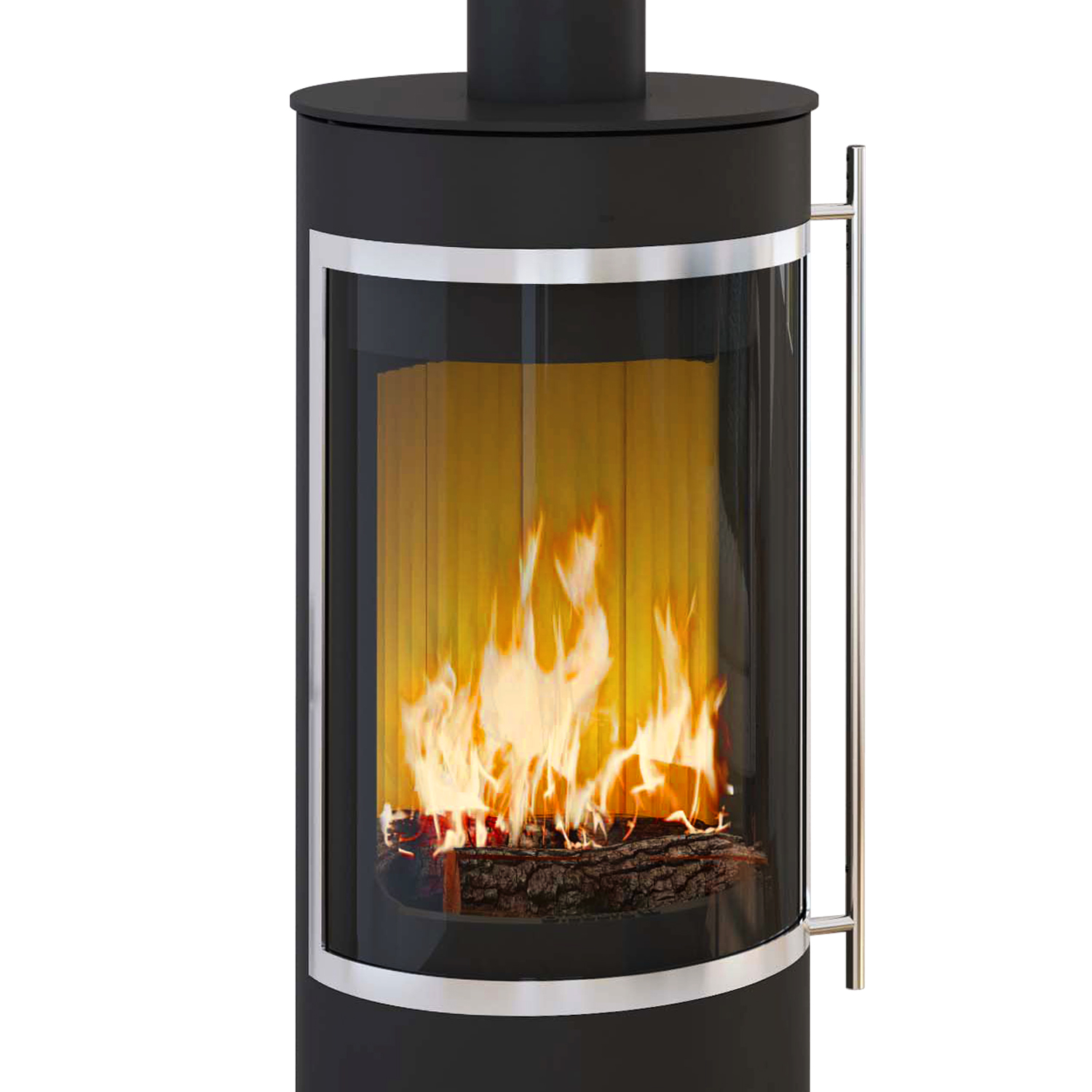 Olsberg Pular Plus Compact Poêle à bois Noir Cadre décoratif chromé
