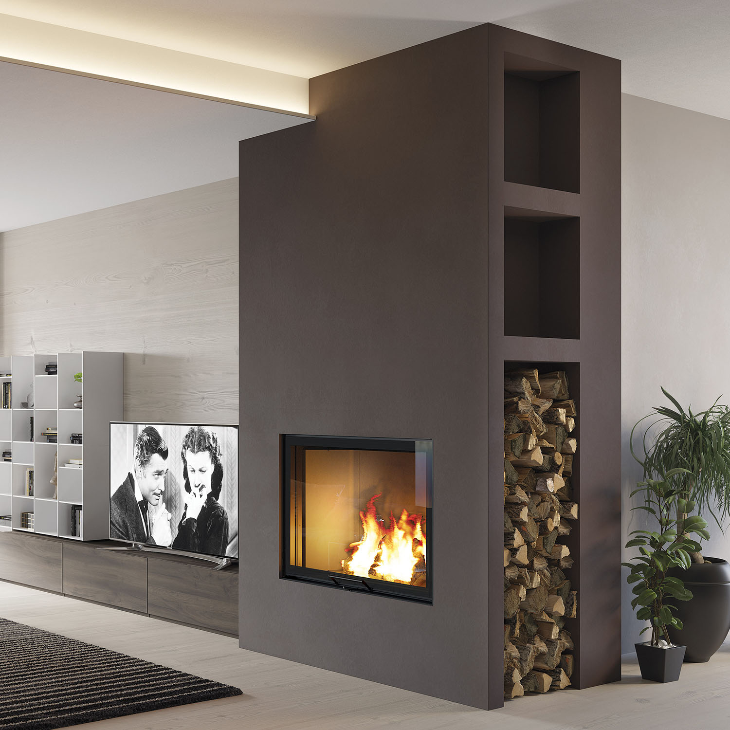 Edilkamin Blokk 90 V insert de cheminée foyer blanc Edilkamin Blokk 90 V insert de cheminée foyer blanc