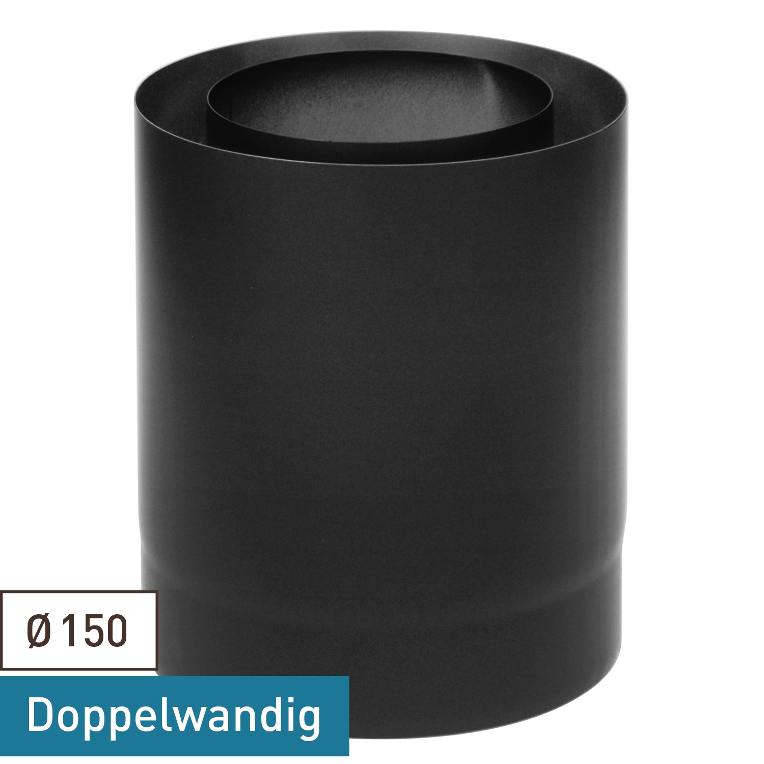 Raik Coltherm élément de longueur 150mm noir double paroi L: 250mm pour tuyau de fumée / conduit de fumée