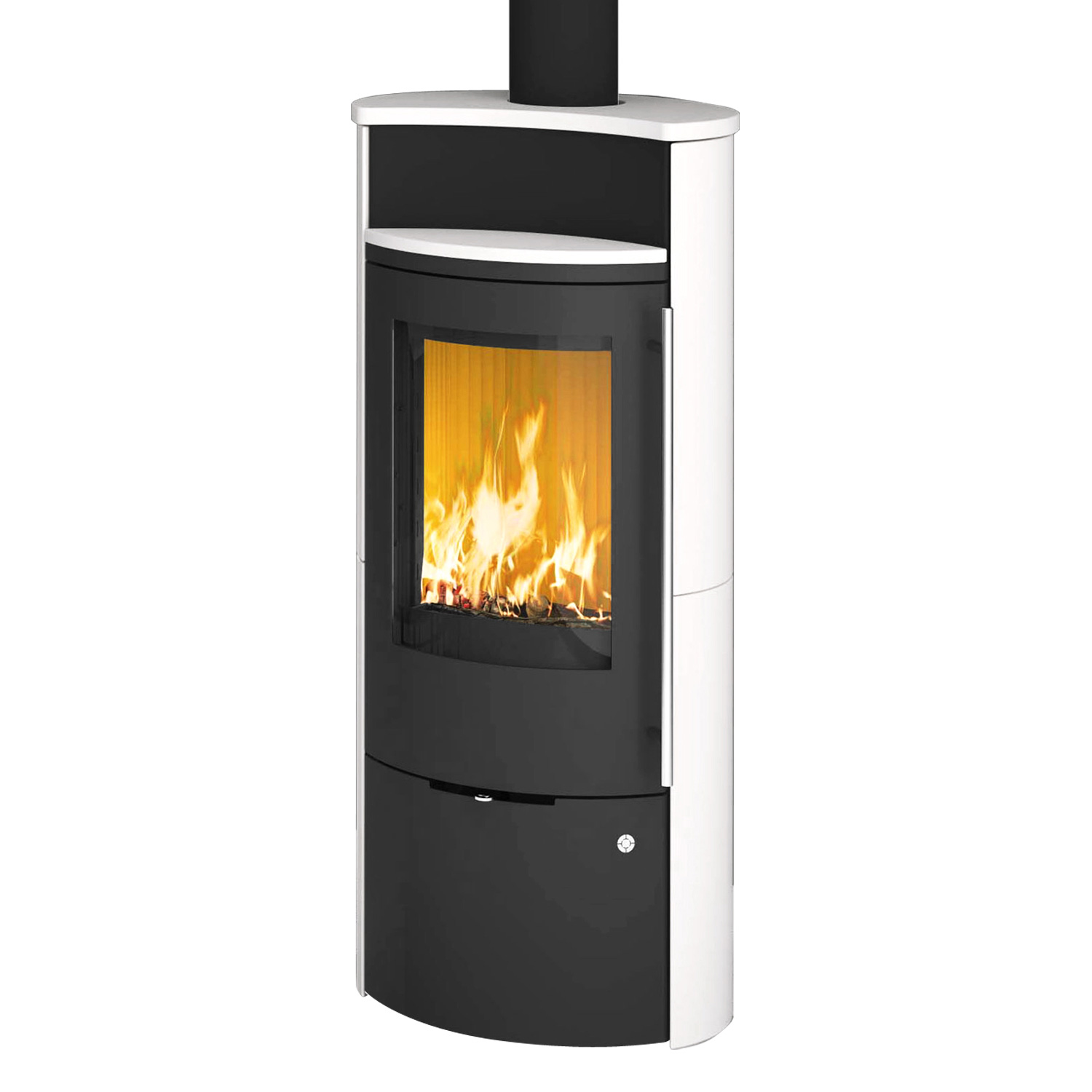 Olsberg Caldera II Compact Poêle à bois Acier Noir | Céramique Blanc Neige