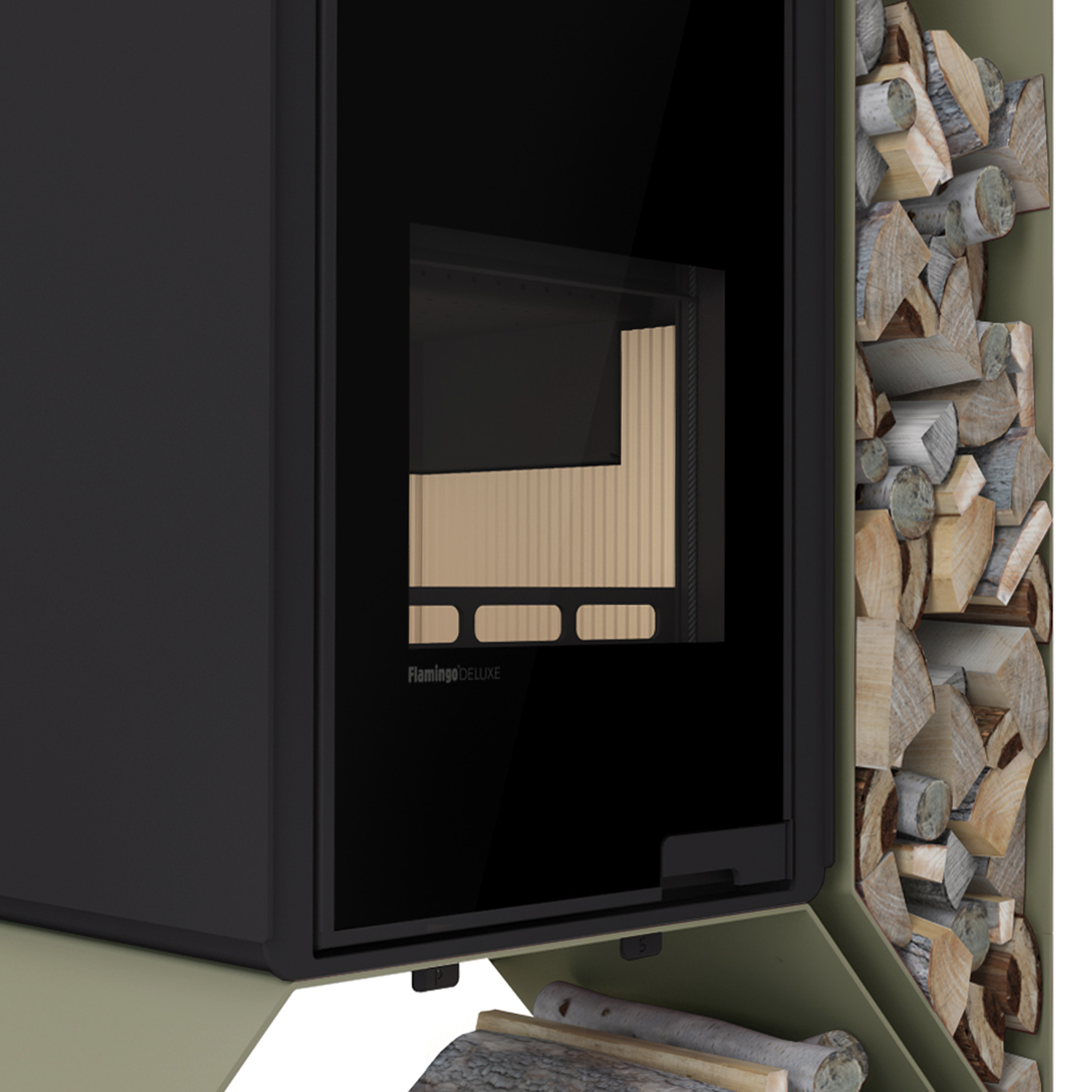 HS Flamingo Deluxe Kampa Poêle à bois Olive Étagère droite