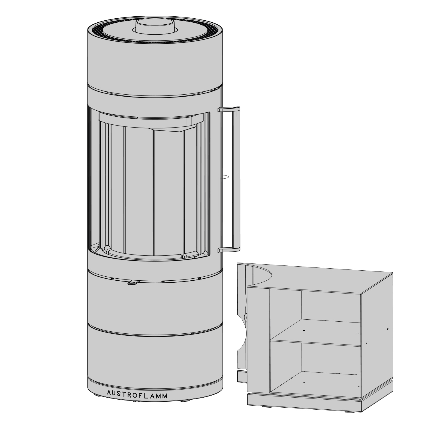 Austroflamm Lux boîte d'appoint droite 36 cm
